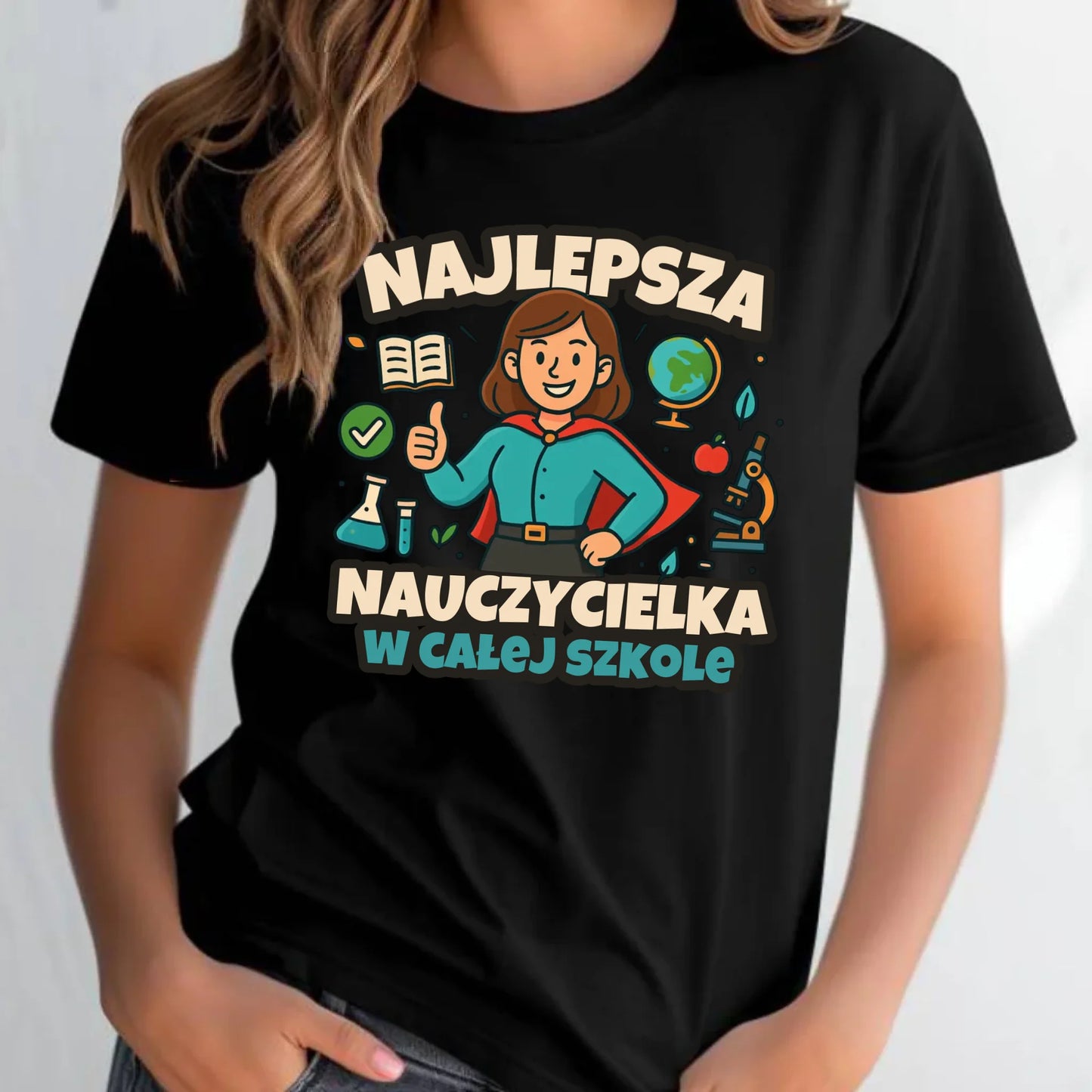 Koszulka damska dla nauczycielki - Najlepsza nauczycielka w całej szkole N45 - StoryCups.pl