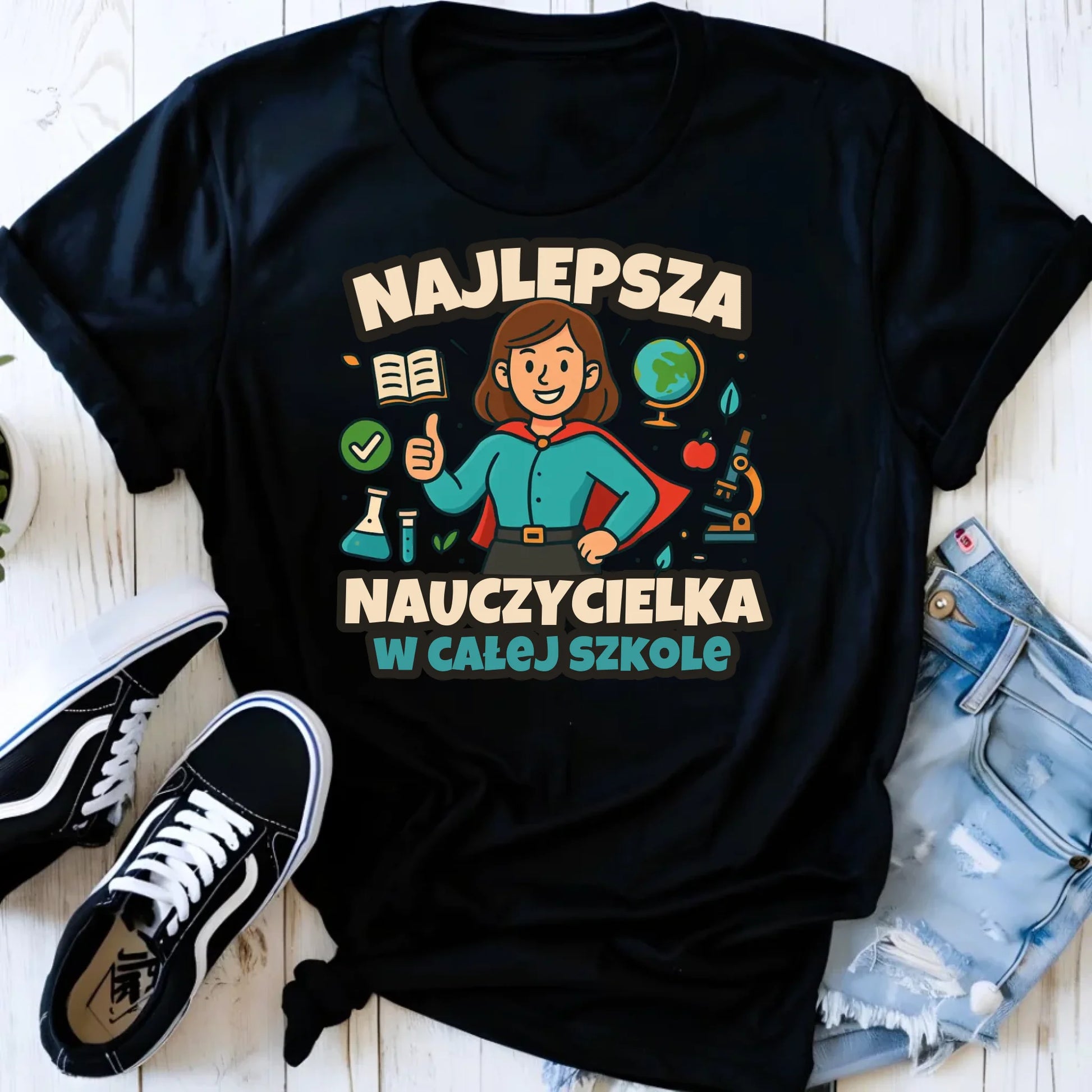 Koszulka damska dla nauczycielki - Najlepsza nauczycielka w całej szkole N45 - StoryCups.pl