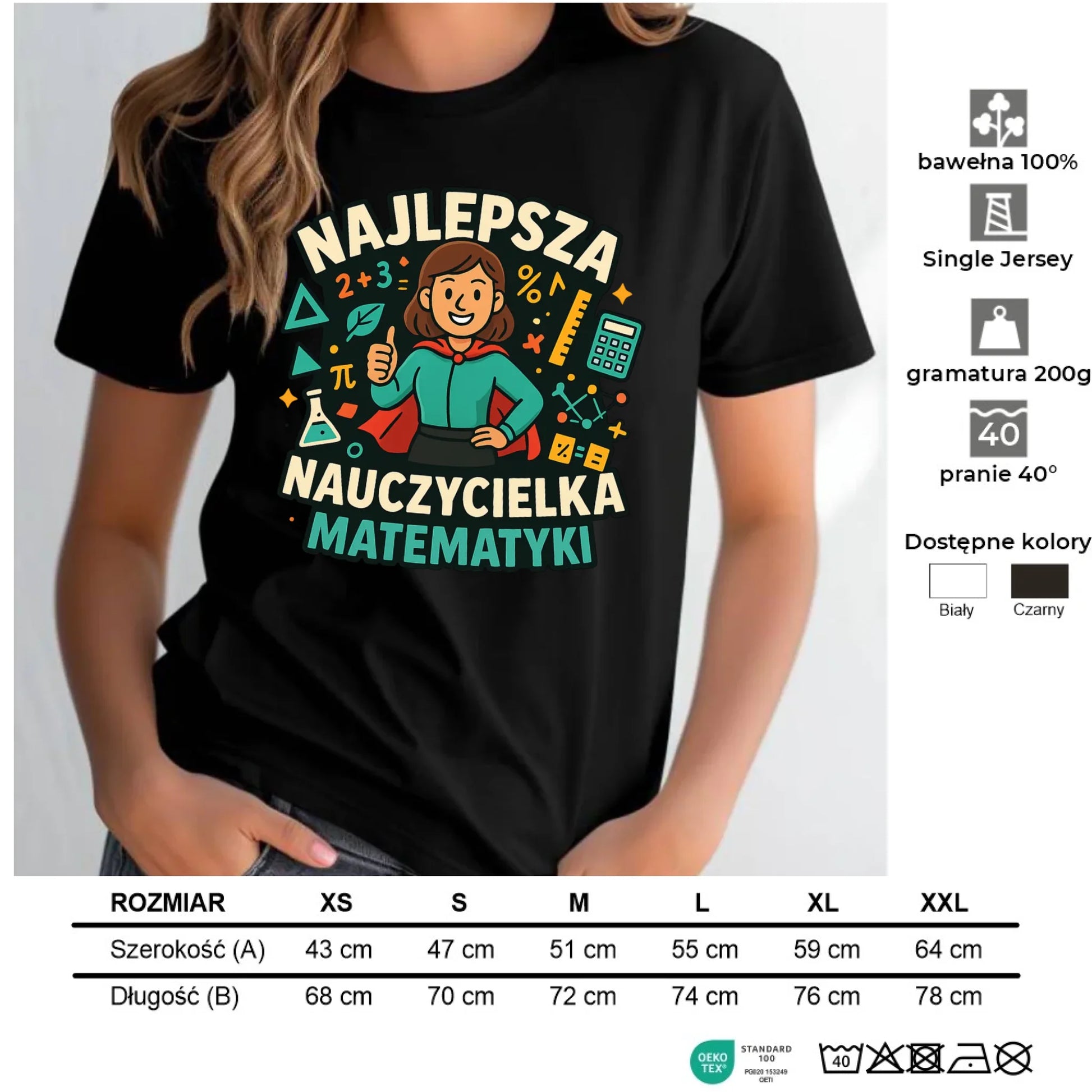 Koszulka damska dla nauczycielki - Najlepsza nauczycielka matematyki N46 - StoryCups.pl