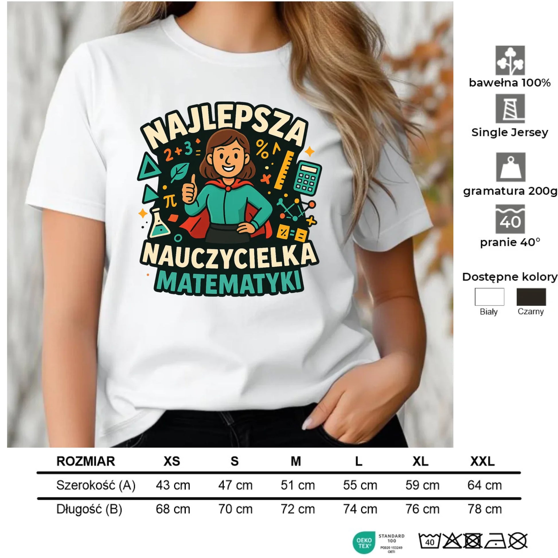 Koszulka damska dla nauczycielki - Najlepsza nauczycielka matematyki N46 - StoryCups.pl