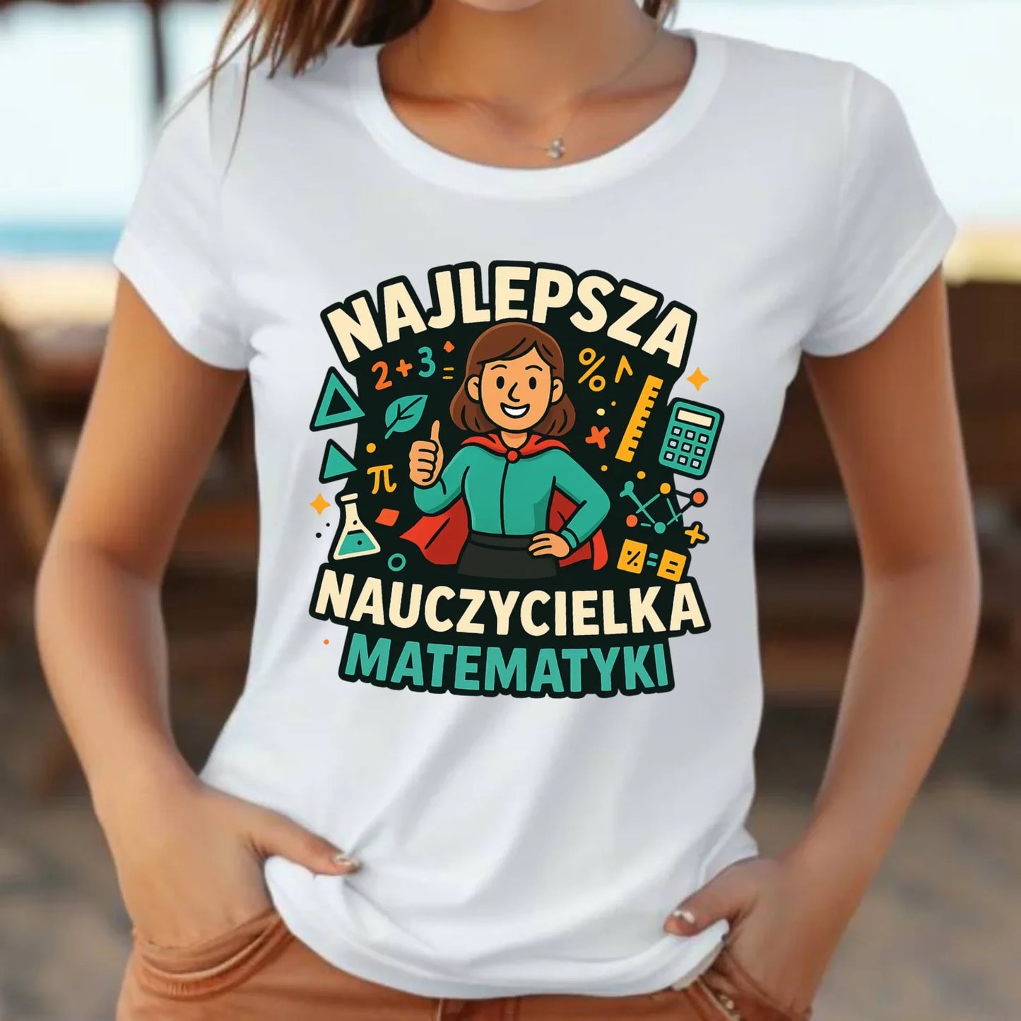 Koszulka damska dla nauczycielki - Najlepsza nauczycielka matematyki N46 - StoryCups.pl