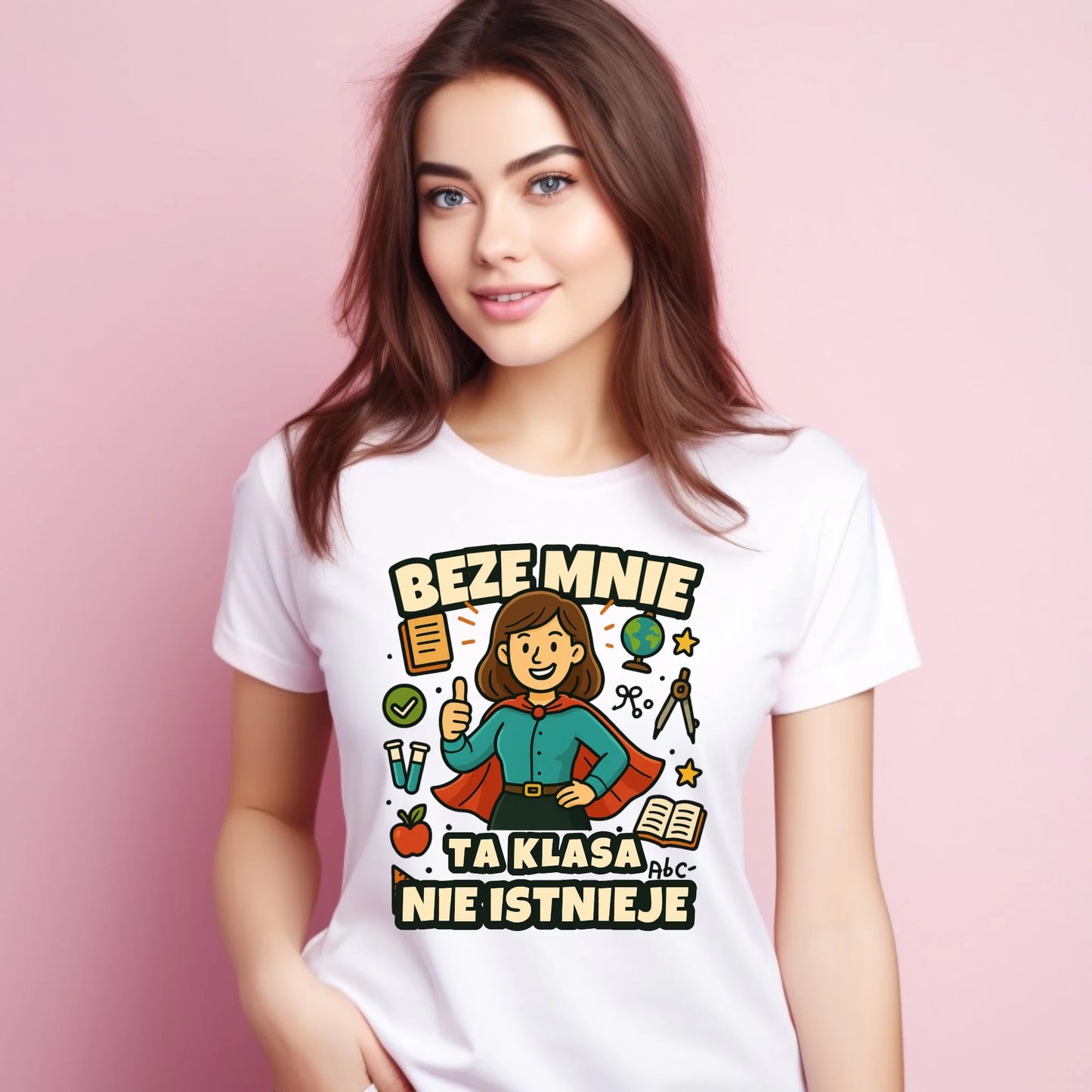 Koszulka damska dla nauczycielki - Beze mnie ta klasa nie istnieje N47 - StoryCups.pl