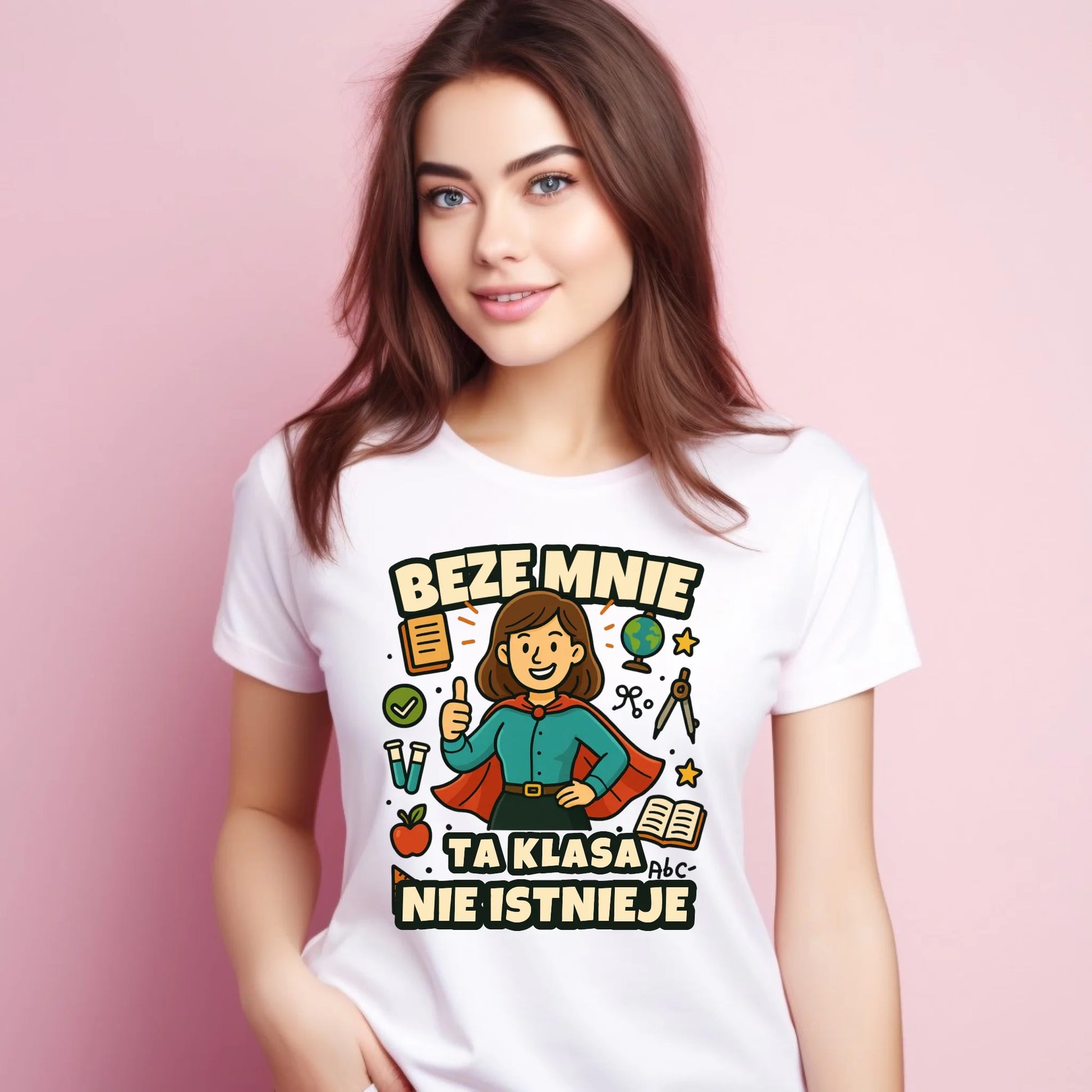Koszulka damska dla nauczycielki - Beze mnie ta klasa nie istnieje N47 - StoryCups.pl