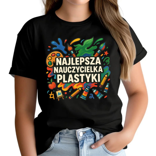 Koszulka damska dla nauczycielki - Najlepsza nauczycielka plastyki N49 - StoryCups.pl