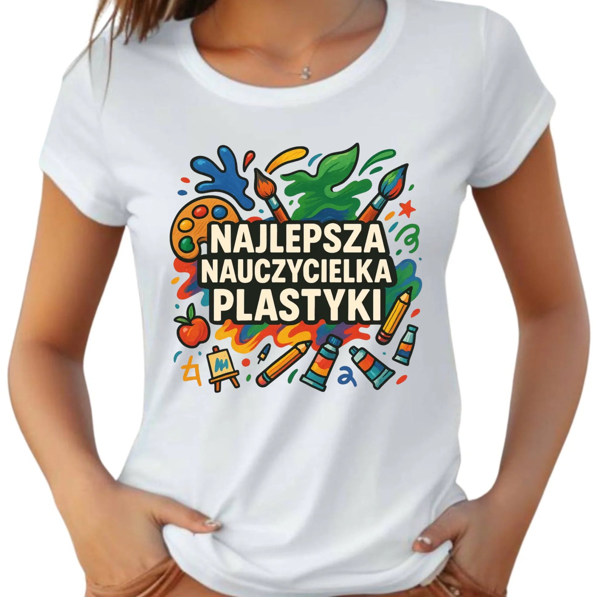 Koszulka damska dla nauczycielki - Najlepsza nauczycielka plastyki N49 - StoryCups.pl