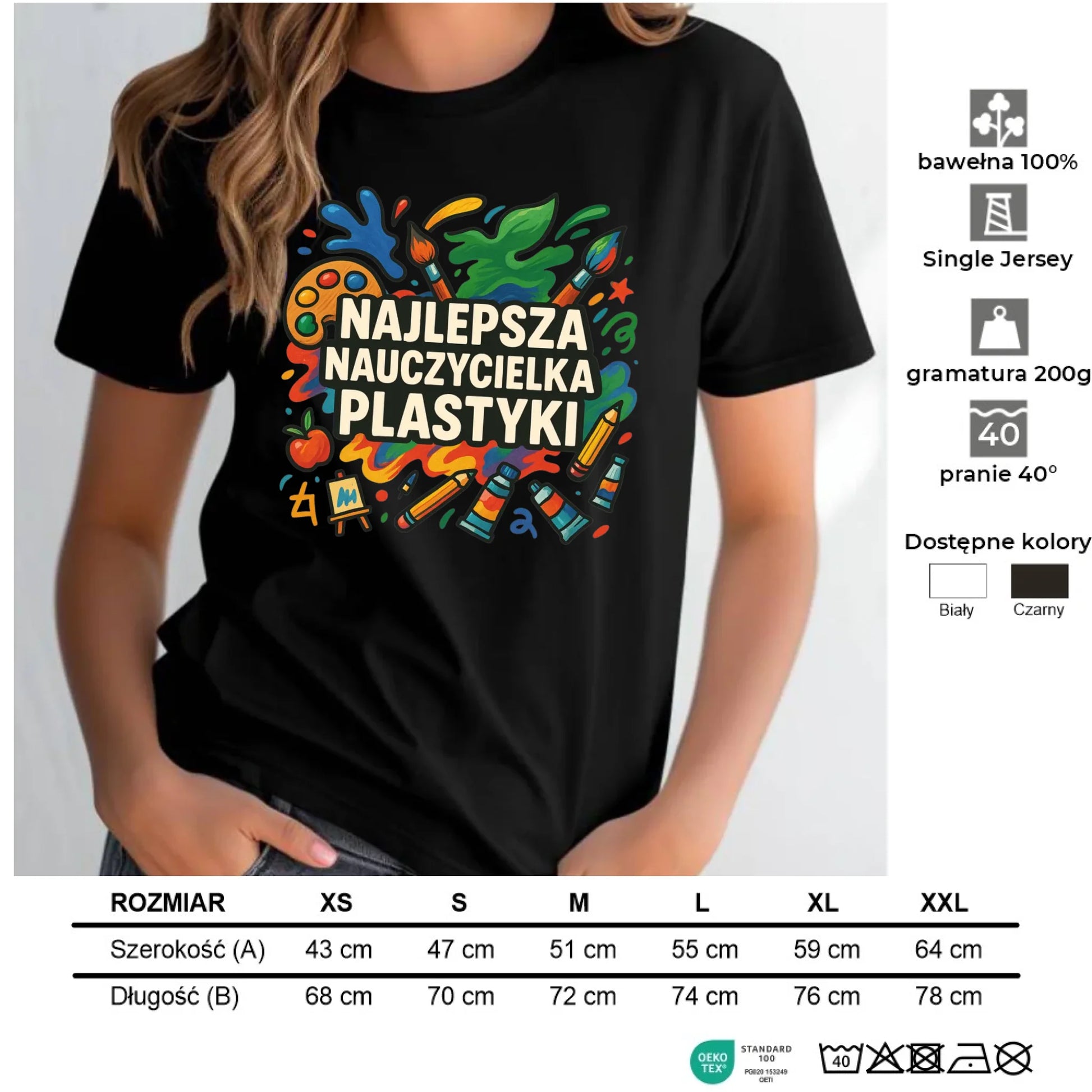 Koszulka damska dla nauczycielki - Najlepsza nauczycielka plastyki N49 - StoryCups.pl