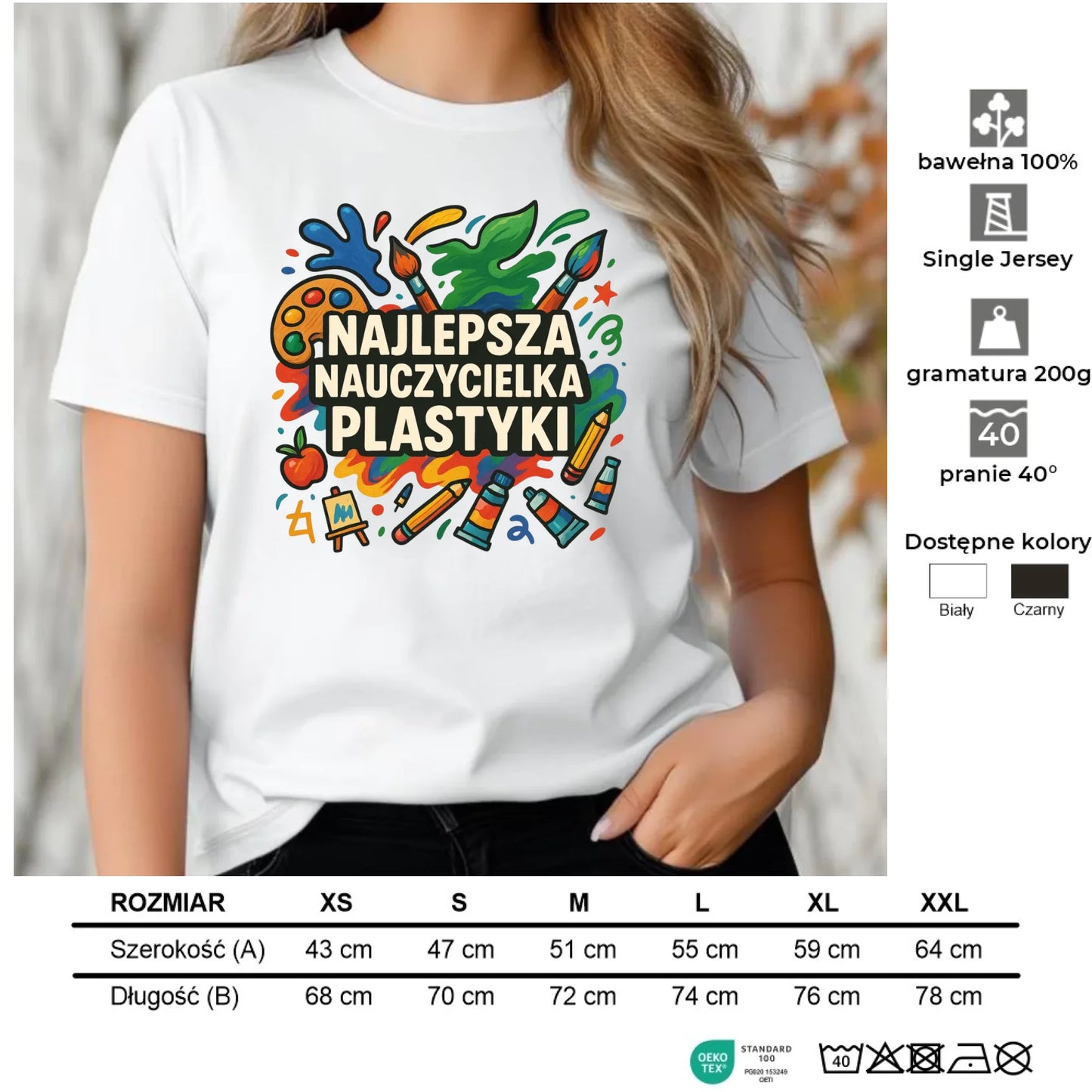 Koszulka damska dla nauczycielki - Najlepsza nauczycielka plastyki N49 - StoryCups.pl