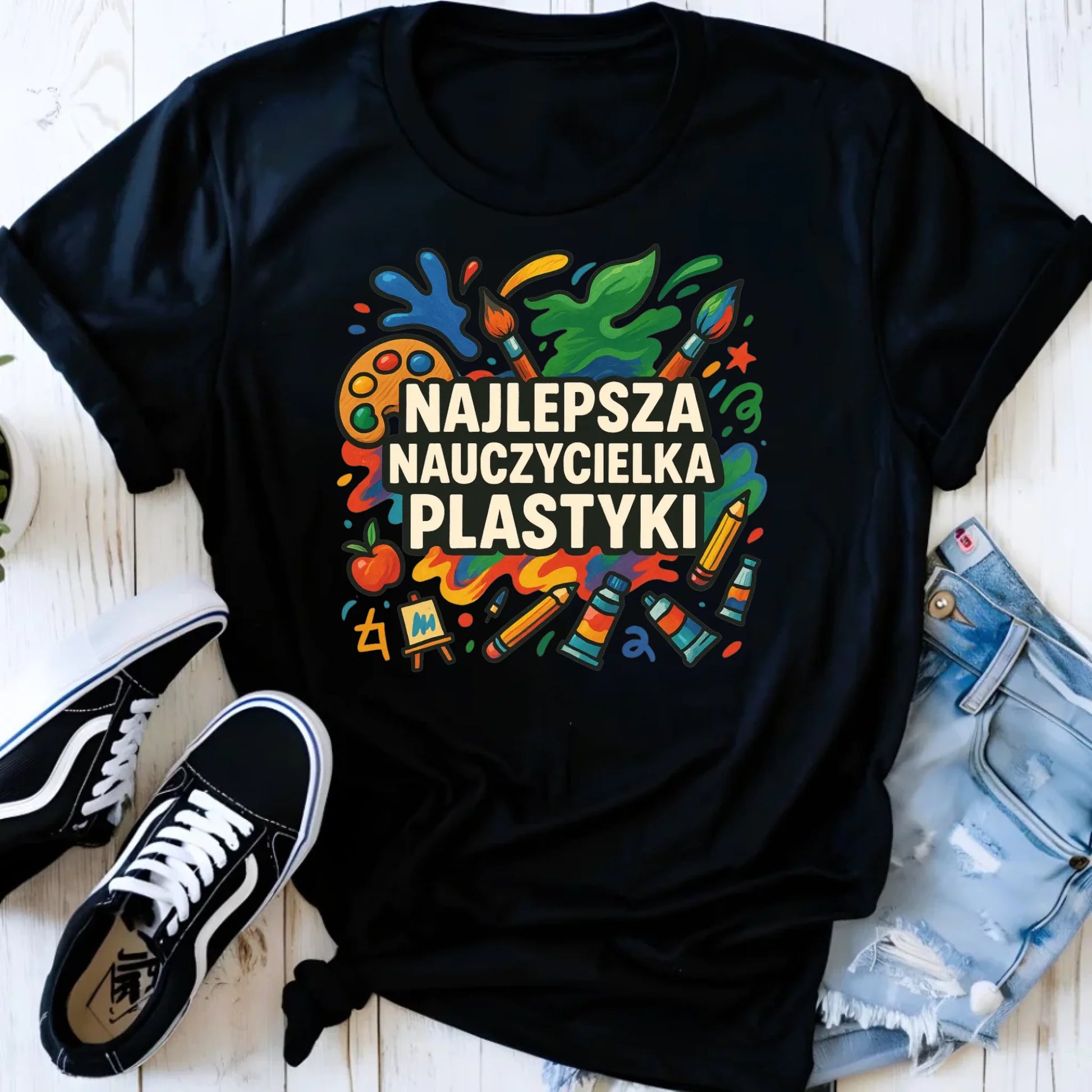 Koszulka damska dla nauczycielki - Najlepsza nauczycielka plastyki N49 - StoryCups.pl