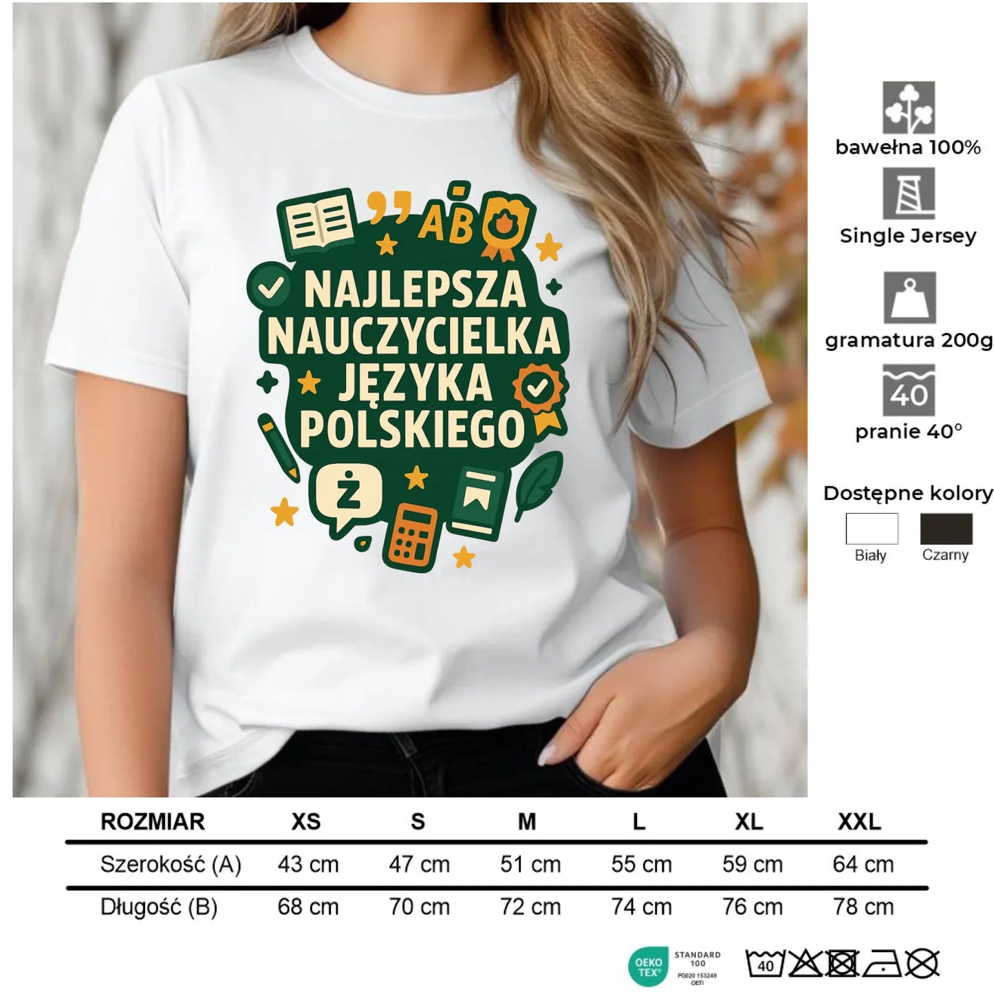 Koszulka damska dla nauczycielki - Najlepsza nauczycielka języka polskiego N75 - StoryCups.pl