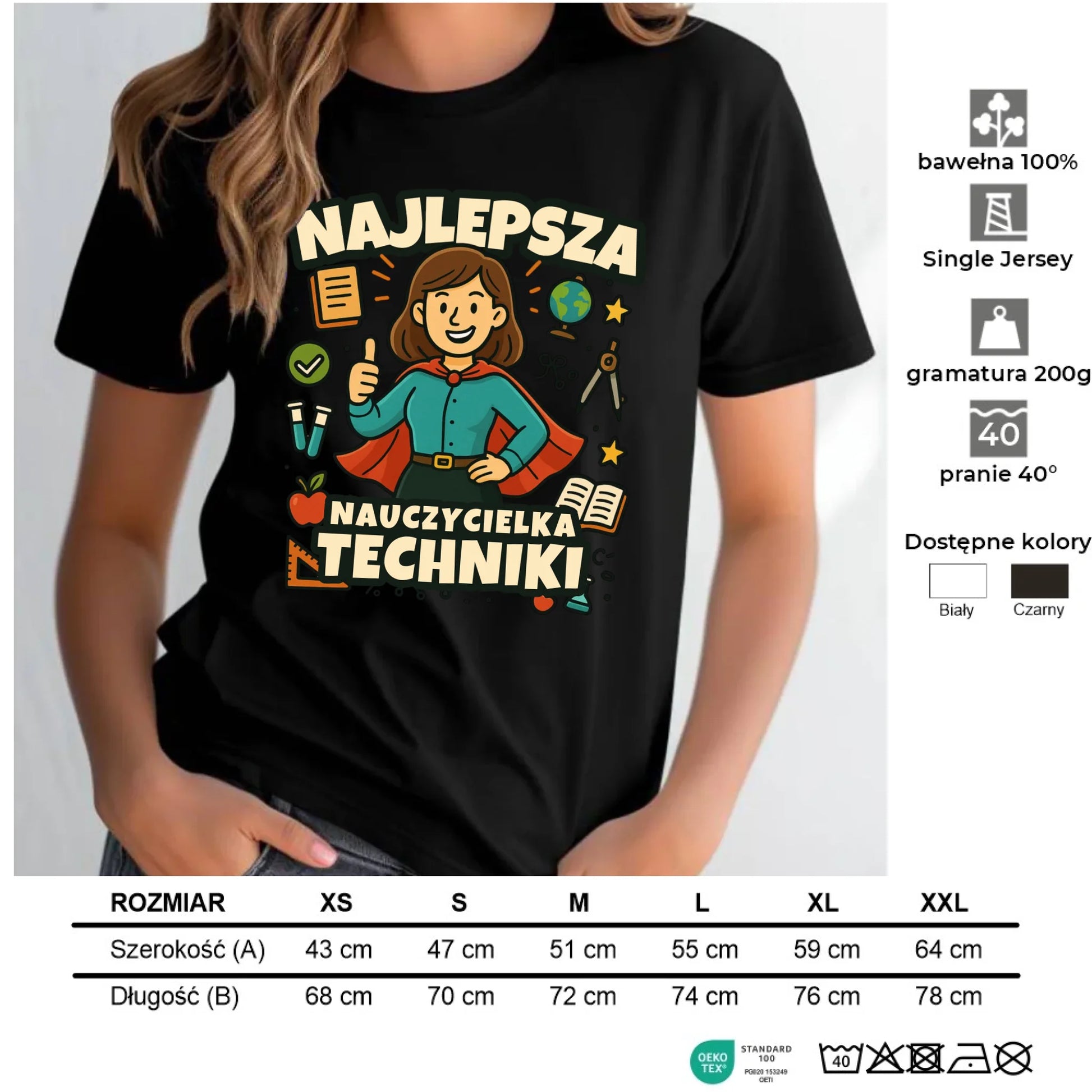 Koszulka damska dla nauczycielki - Najlepsza nauczycielka techniki N76 - StoryCups.pl