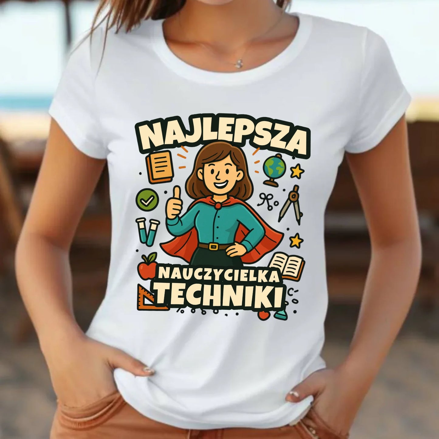 Koszulka damska dla nauczycielki - Najlepsza nauczycielka techniki N76 - StoryCups.pl