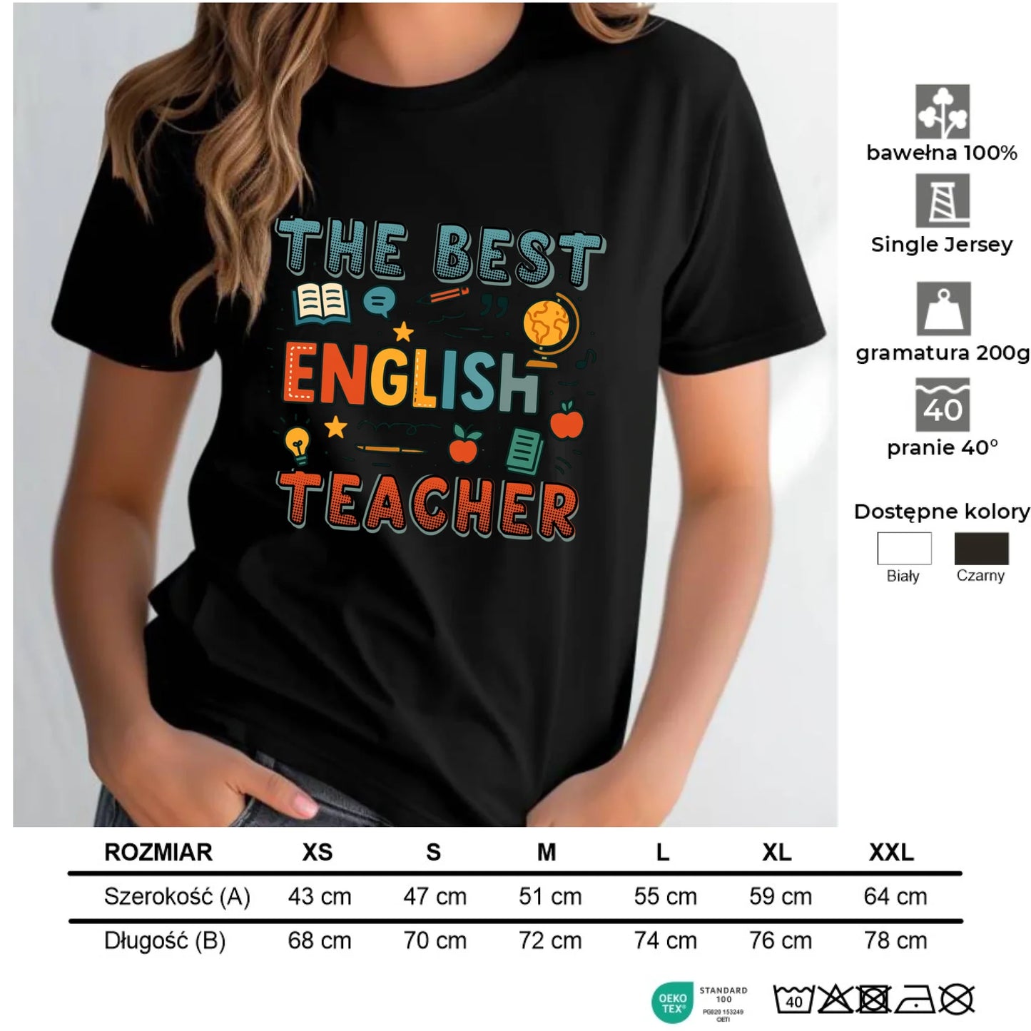Koszulka damska dla nauczycielki angielskiego - The best english teacher N53 - StoryCups.pl