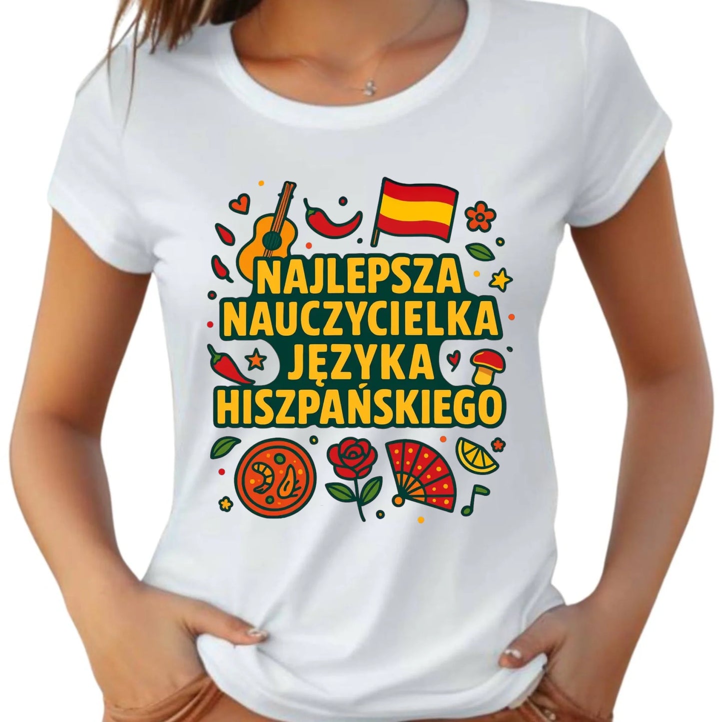 Koszulka damska dla nauczycielki - Najlepsza nauczycielka hiszpańskiego N55 - StoryCups.pl