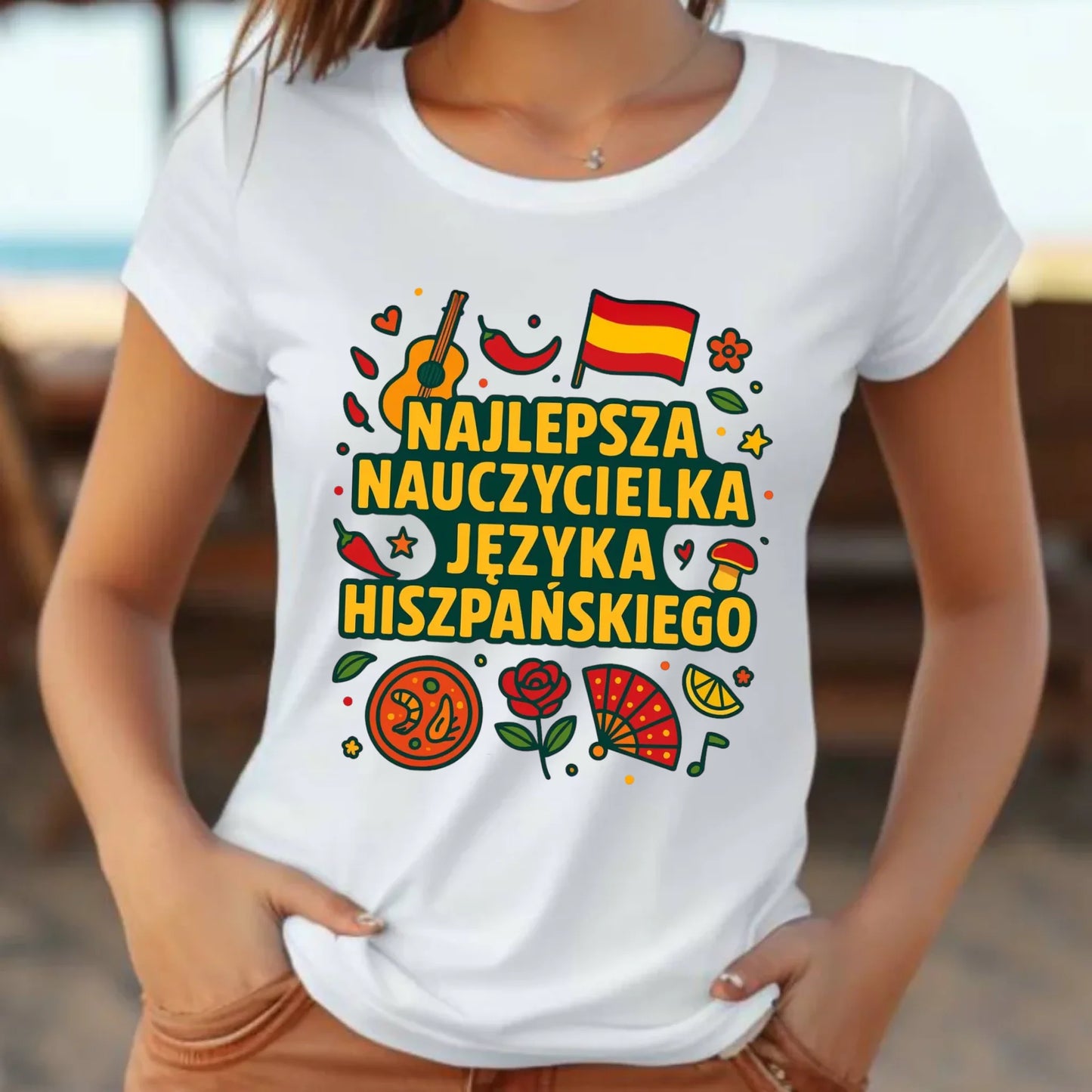 Koszulka damska dla nauczycielki - Najlepsza nauczycielka hiszpańskiego N55 - StoryCups.pl