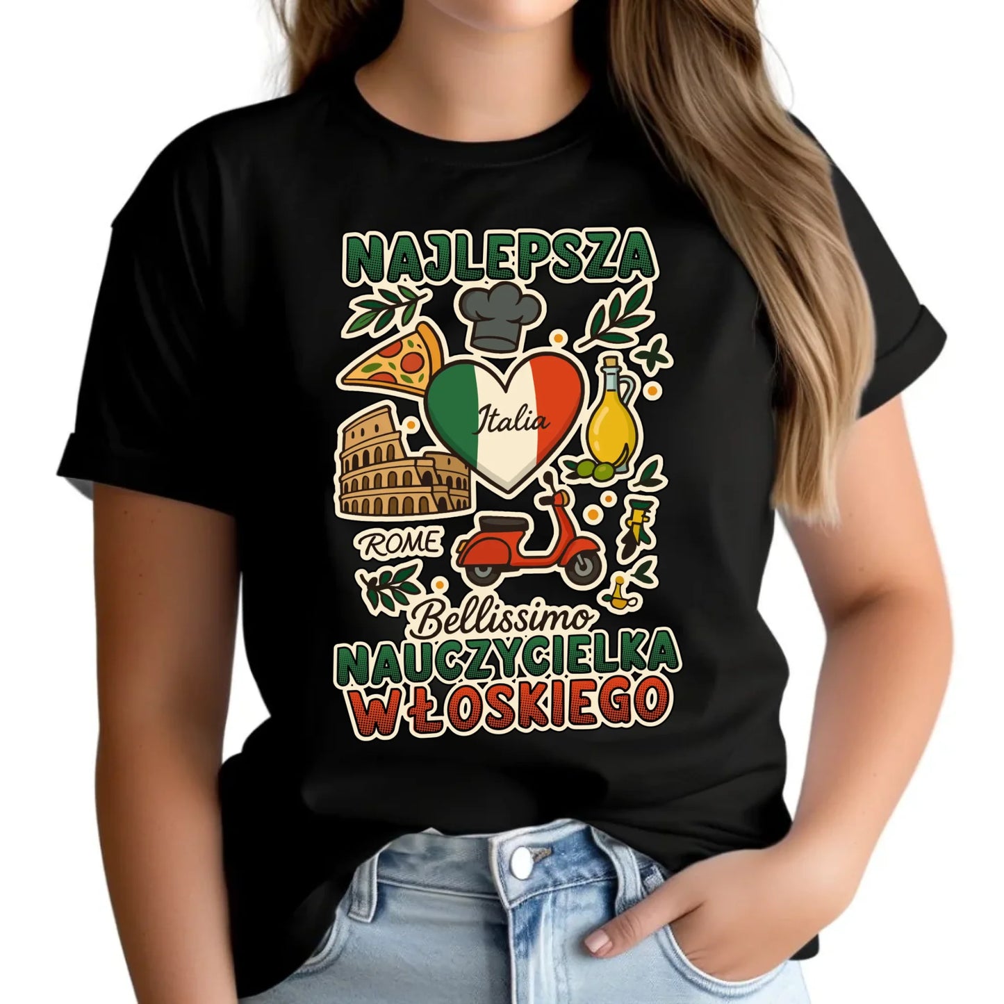 Koszulka damska dla nauczycielki - Najlepsza nauczycielka włoskiego N56 - StoryCups.pl