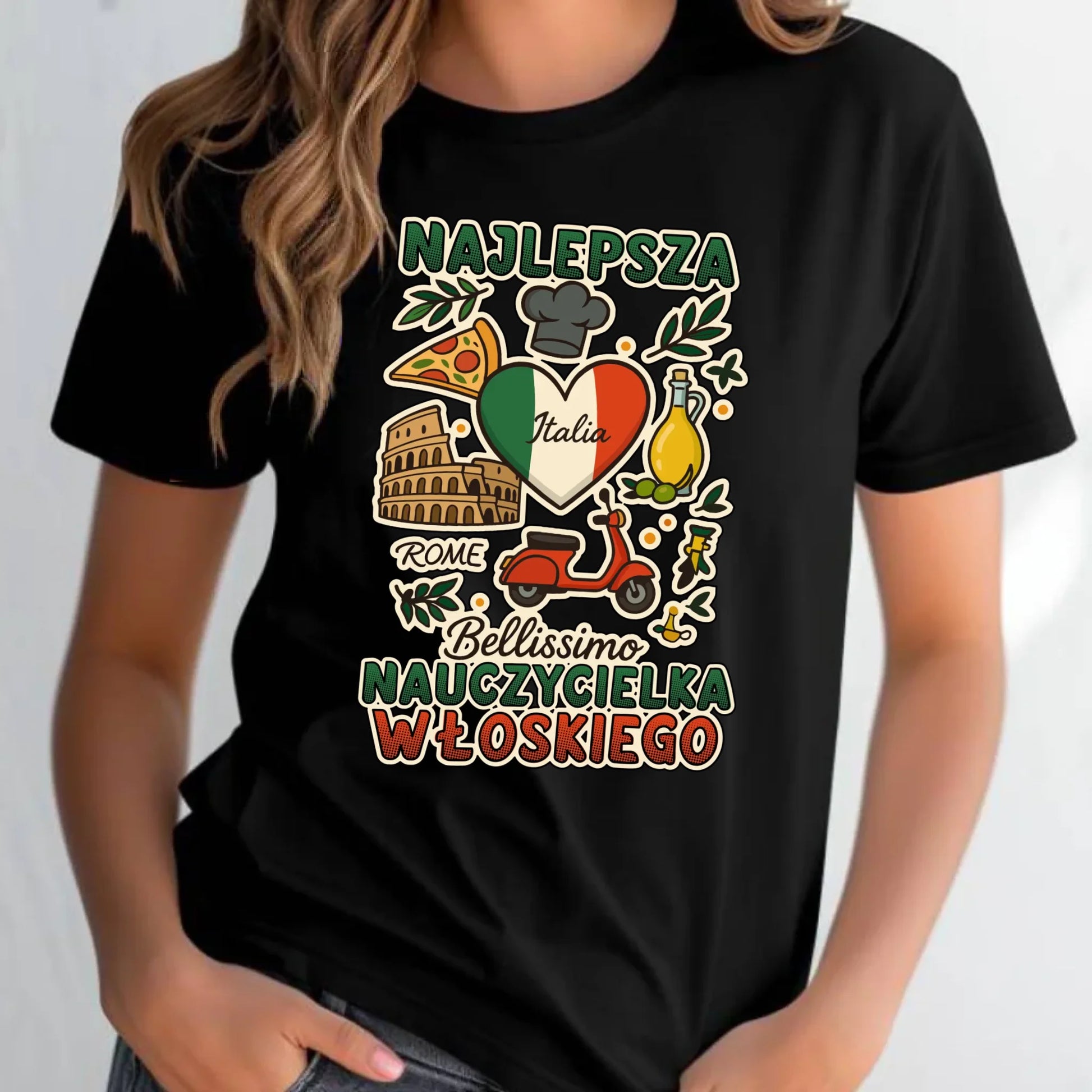 Koszulka damska dla nauczycielki - Najlepsza nauczycielka włoskiego N56 - StoryCups.pl
