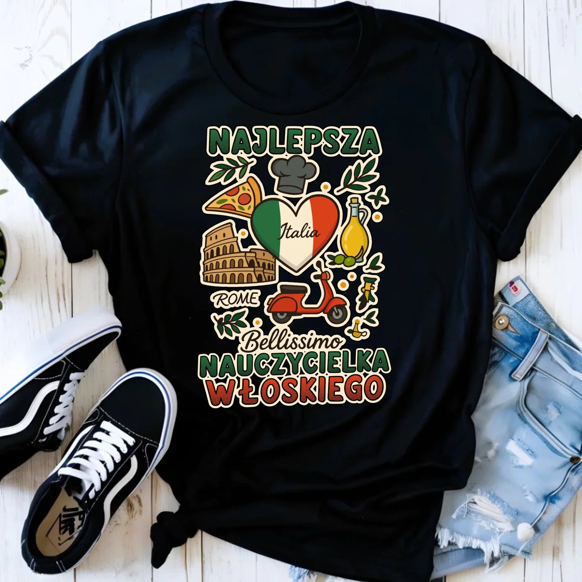 Koszulka damska dla nauczycielki - Najlepsza nauczycielka włoskiego N56 - StoryCups.pl