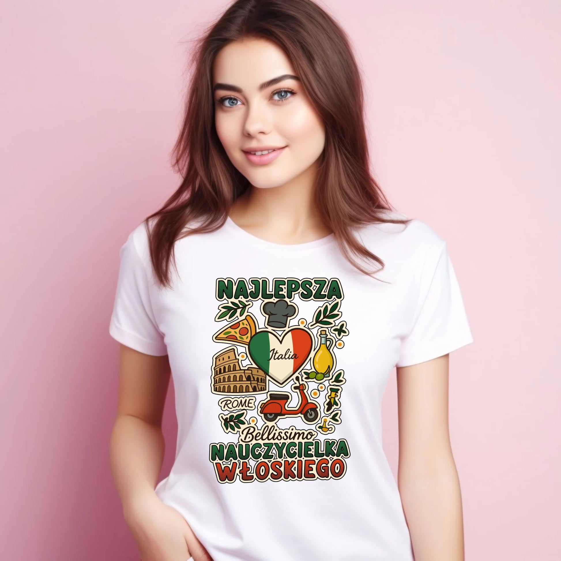 Koszulka damska dla nauczycielki - Najlepsza nauczycielka włoskiego N56 - StoryCups.pl