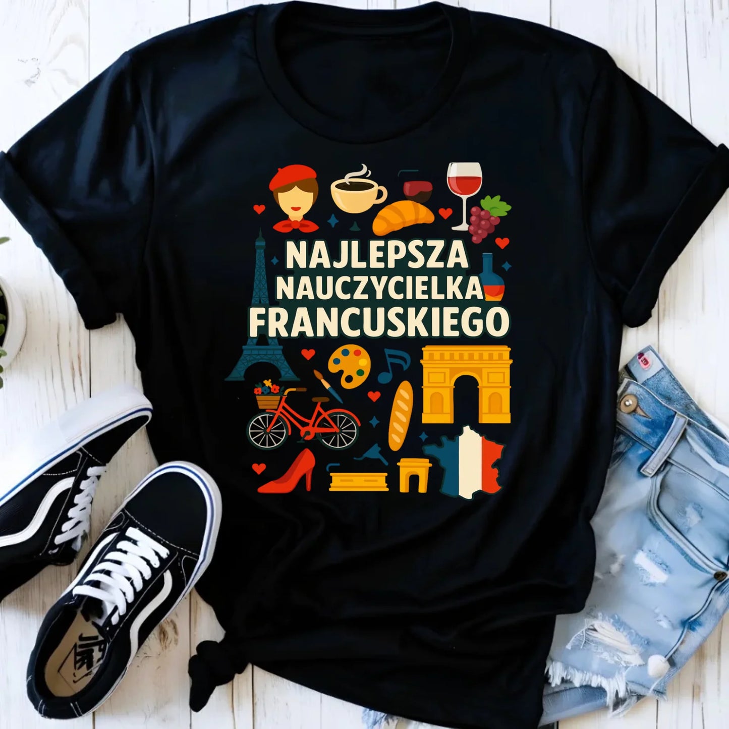 Koszulka damska dla nauczycielki - Najlepsza nauczycielka francuskiego N58 - StoryCups.pl