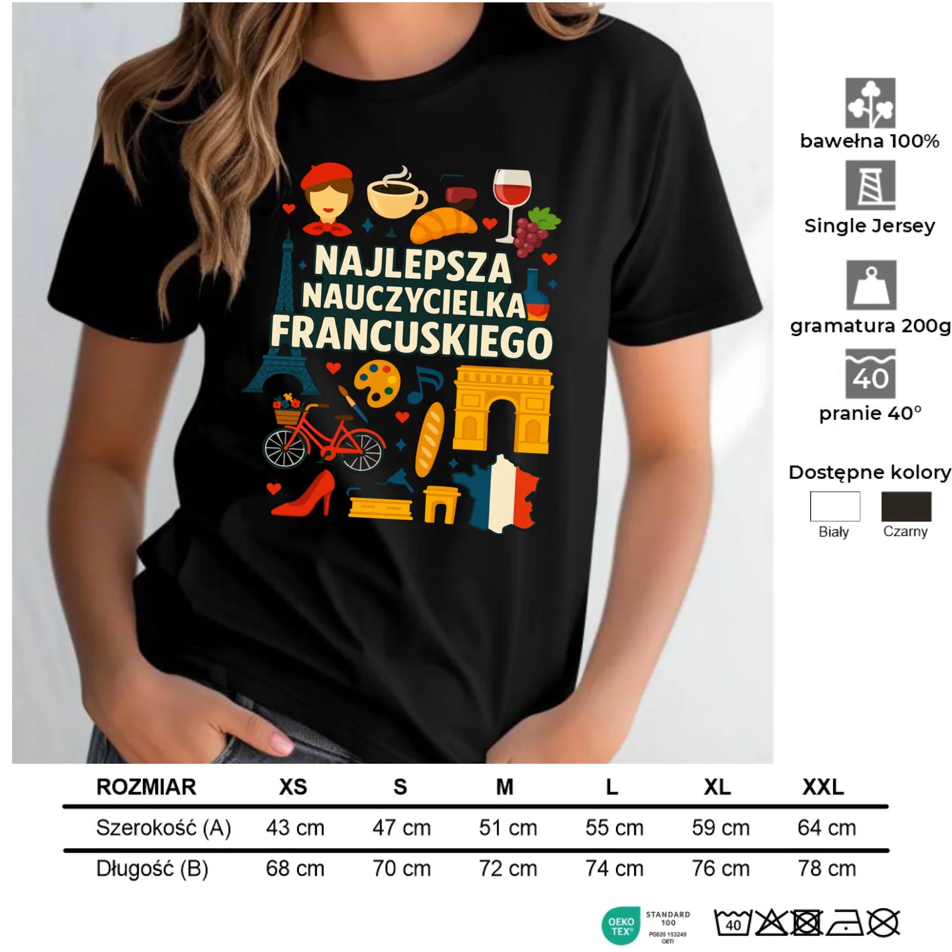 Koszulka damska dla nauczycielki - Najlepsza nauczycielka francuskiego N58 - StoryCups.pl