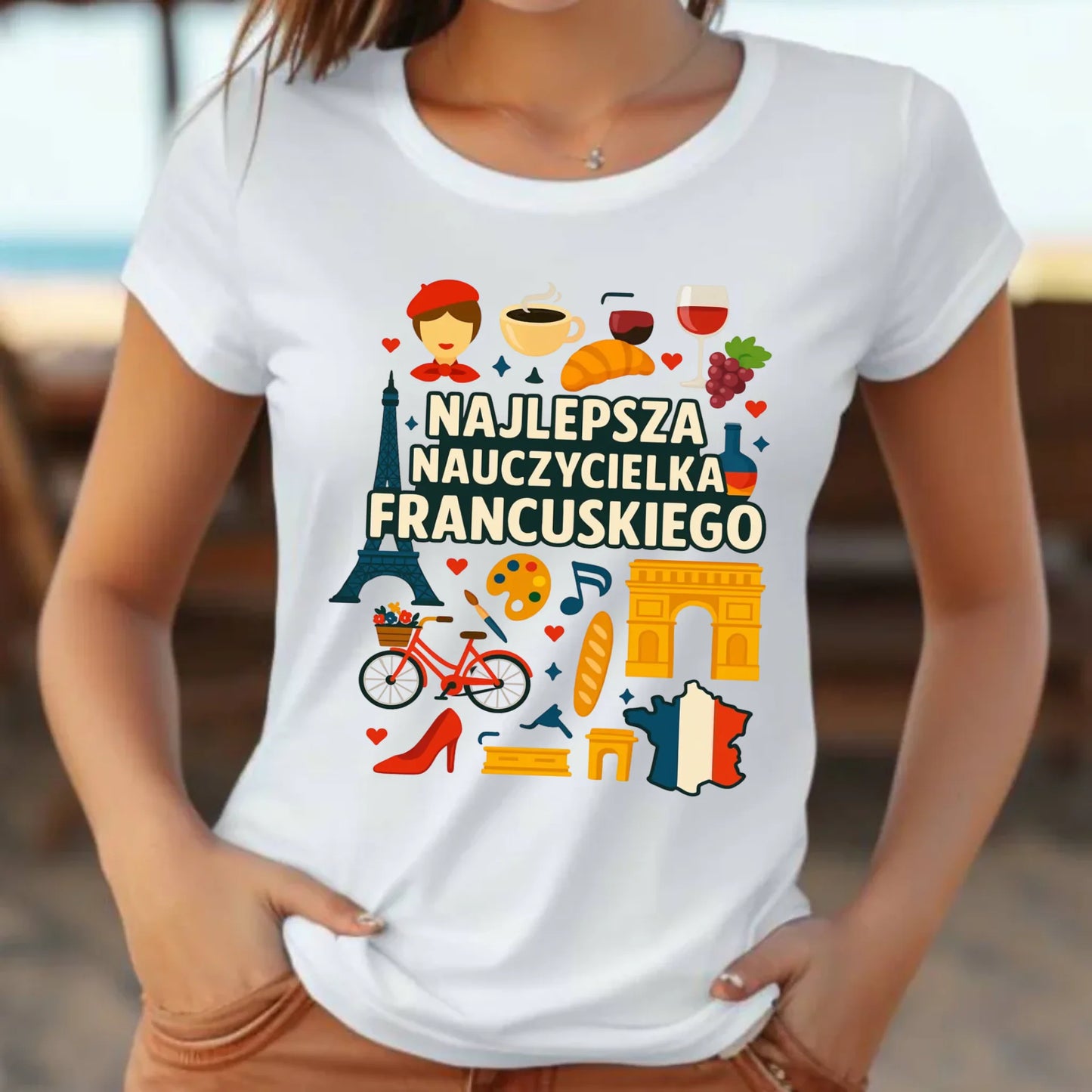 Koszulka damska dla nauczycielki - Najlepsza nauczycielka francuskiego N58 - StoryCups.pl