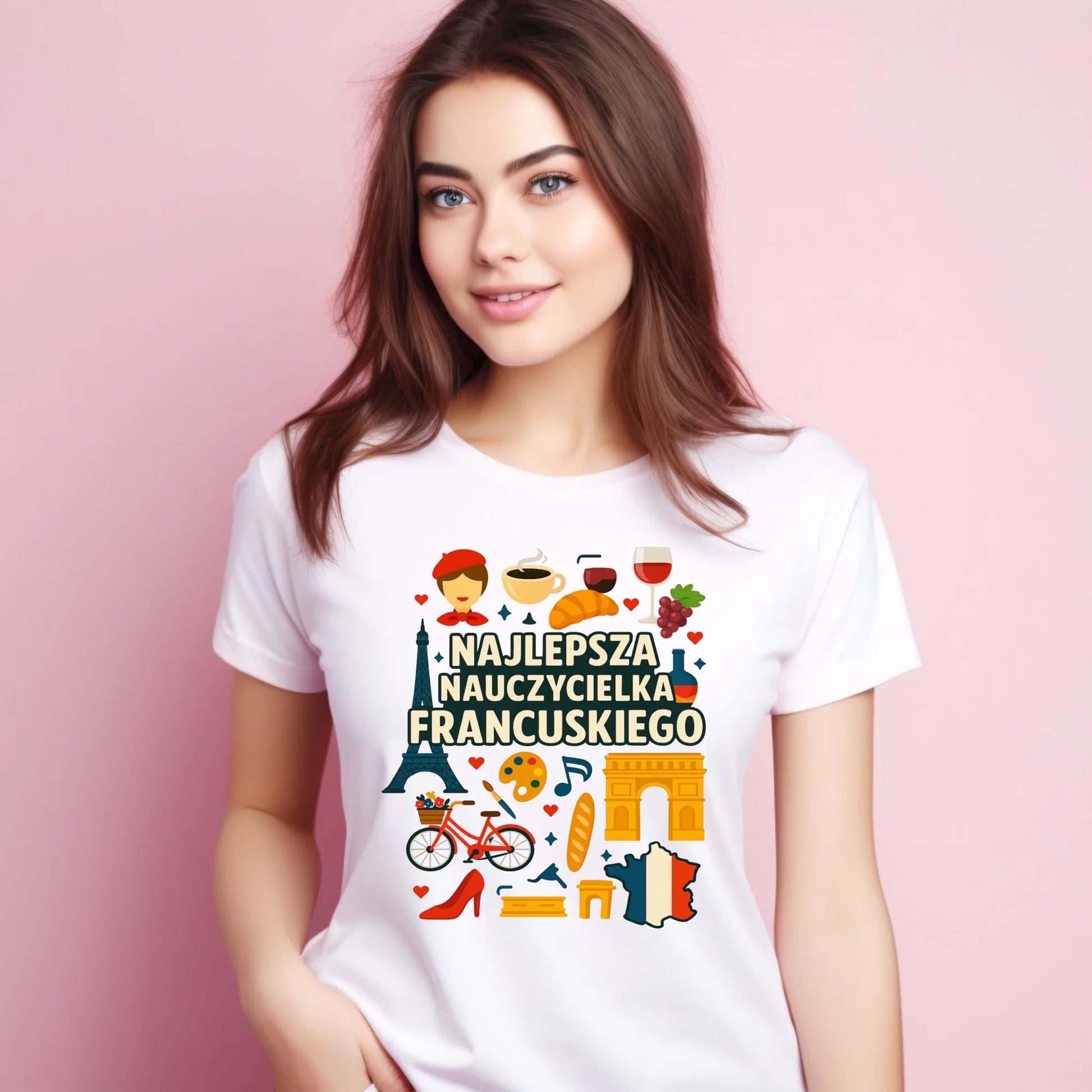 Koszulka damska dla nauczycielki - Najlepsza nauczycielka francuskiego N58 - StoryCups.pl