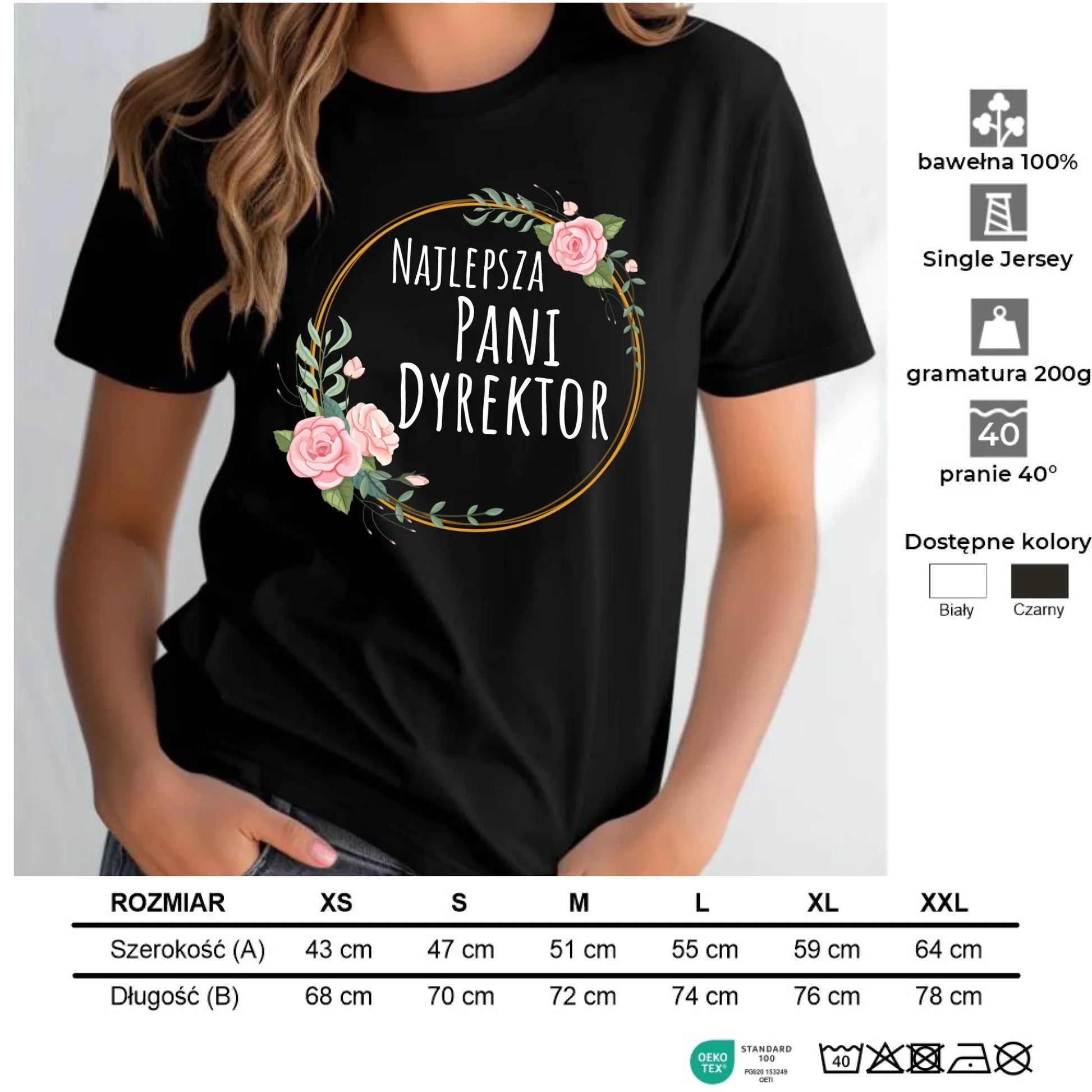 Koszulka damska dla dyrektorki szkoły - Najlepsza Pani Dyrektor N77 - StoryCups.pl