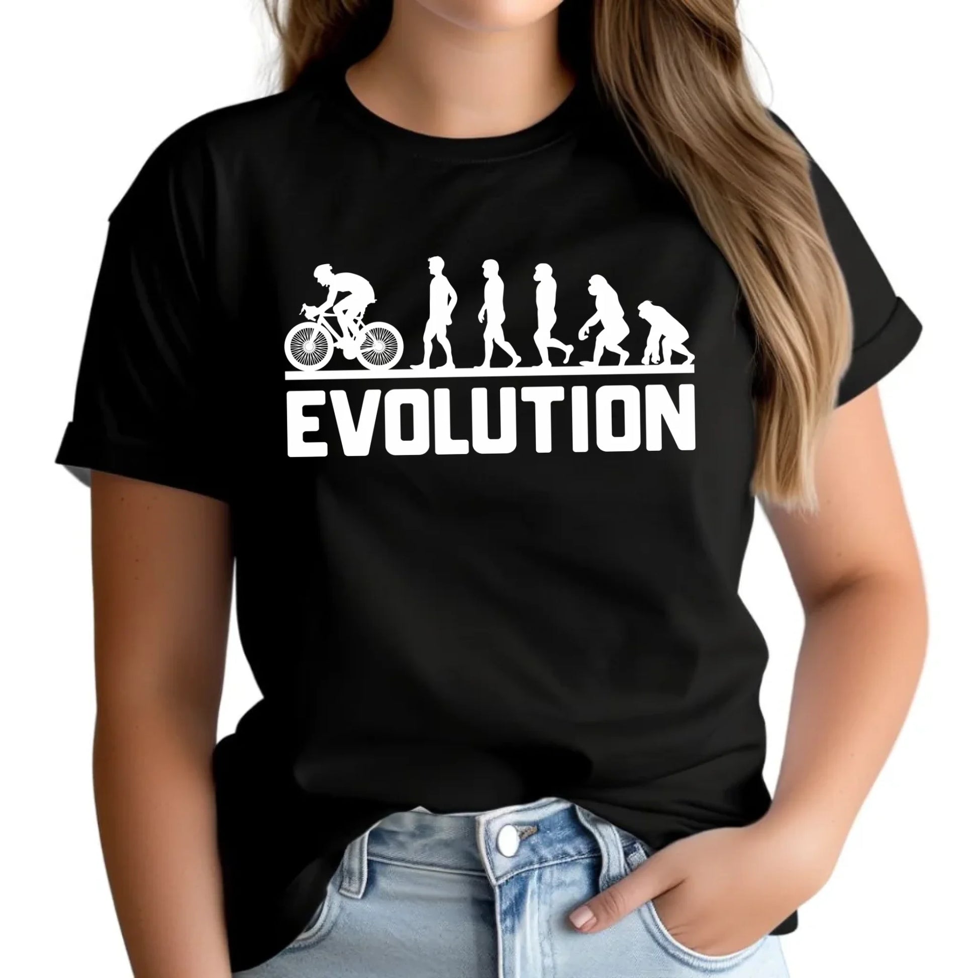 Koszulka damska z rowerem - Ewolucja rowerzysty HR04 - StoryCups.pl