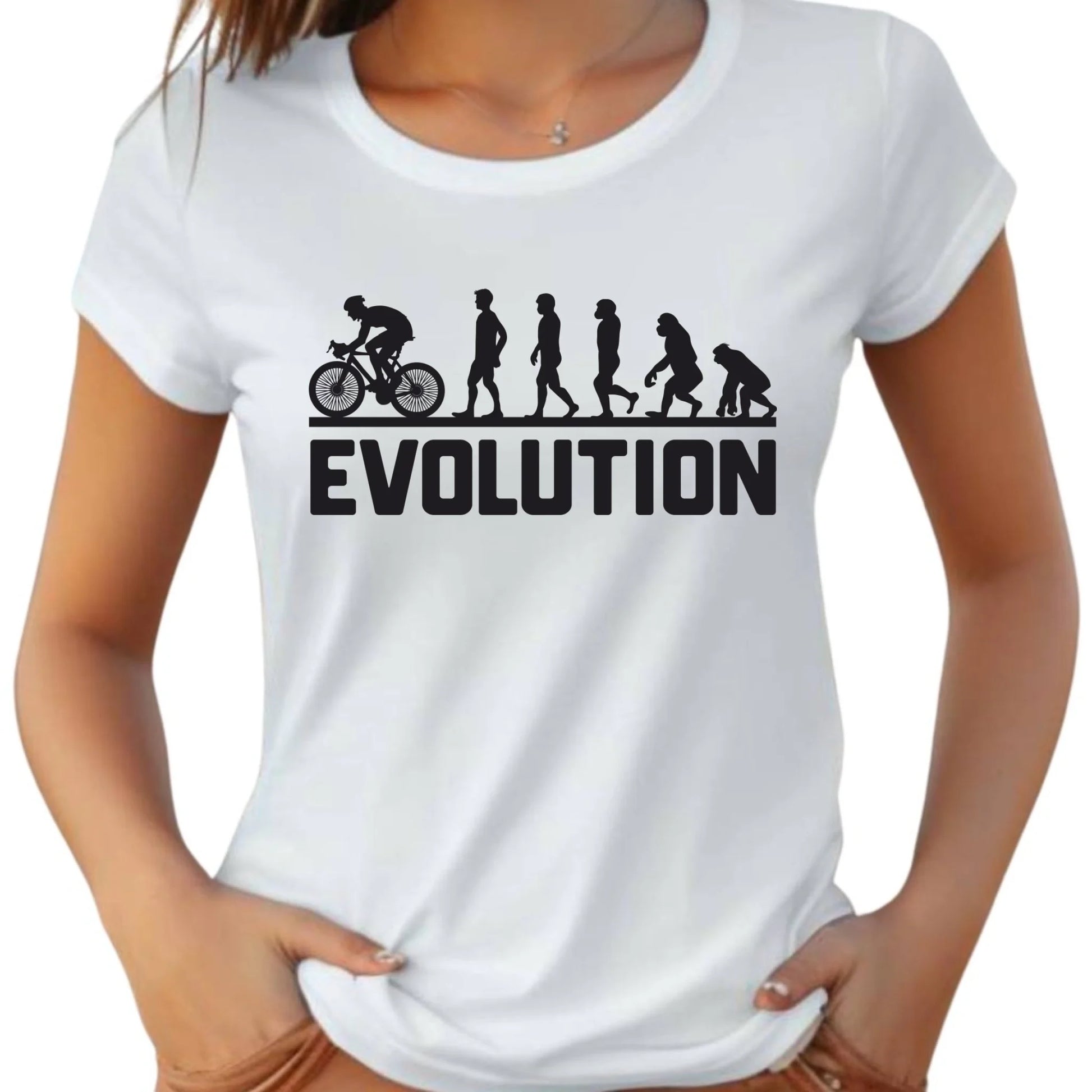 Koszulka damska z rowerem - Ewolucja rowerzysty HR04 - StoryCups.pl