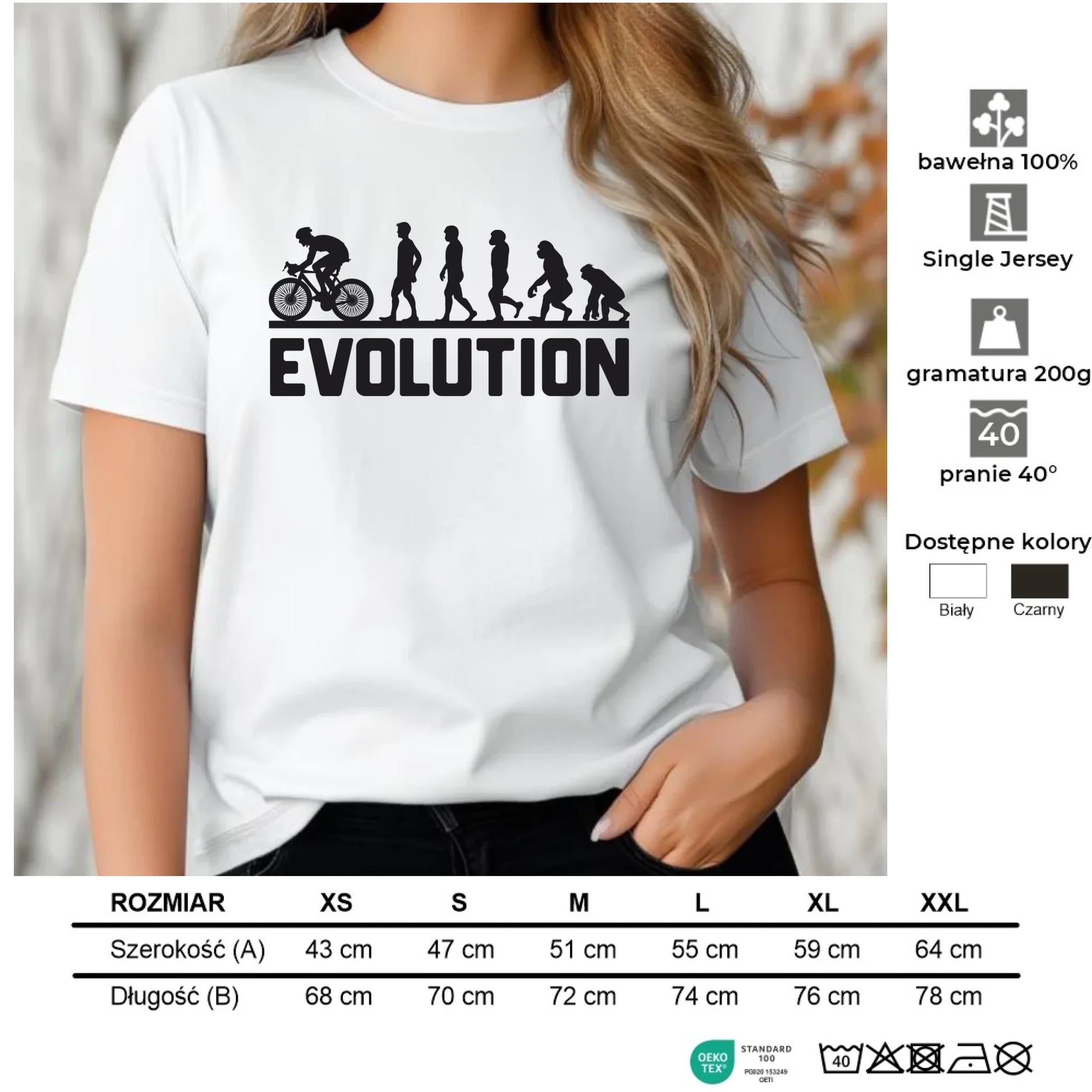 Koszulka damska z rowerem - Ewolucja rowerzysty HR04 - StoryCups.pl