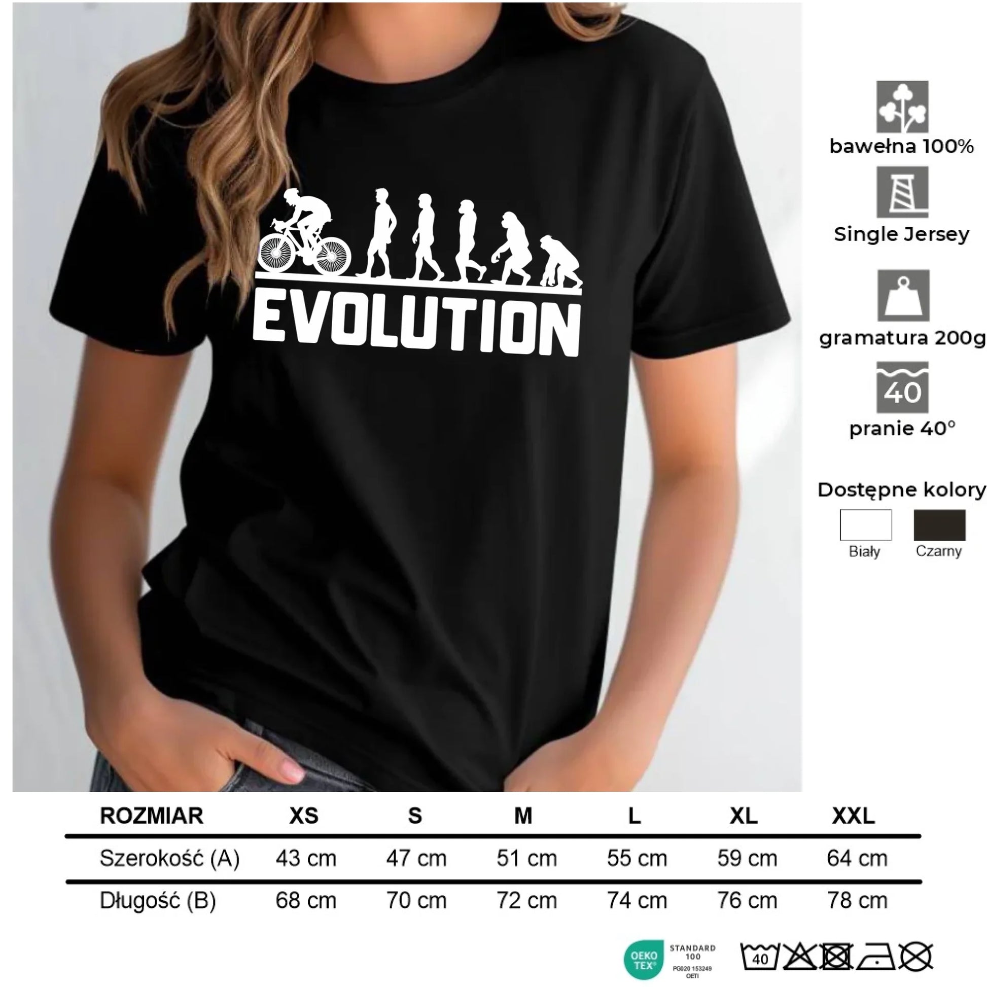 Koszulka damska z rowerem - Ewolucja rowerzysty HR04 - StoryCups.pl