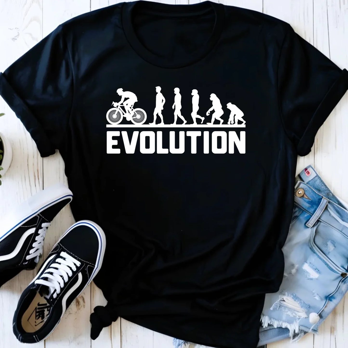 Koszulka damska z rowerem - Ewolucja rowerzysty HR04 - StoryCups.pl