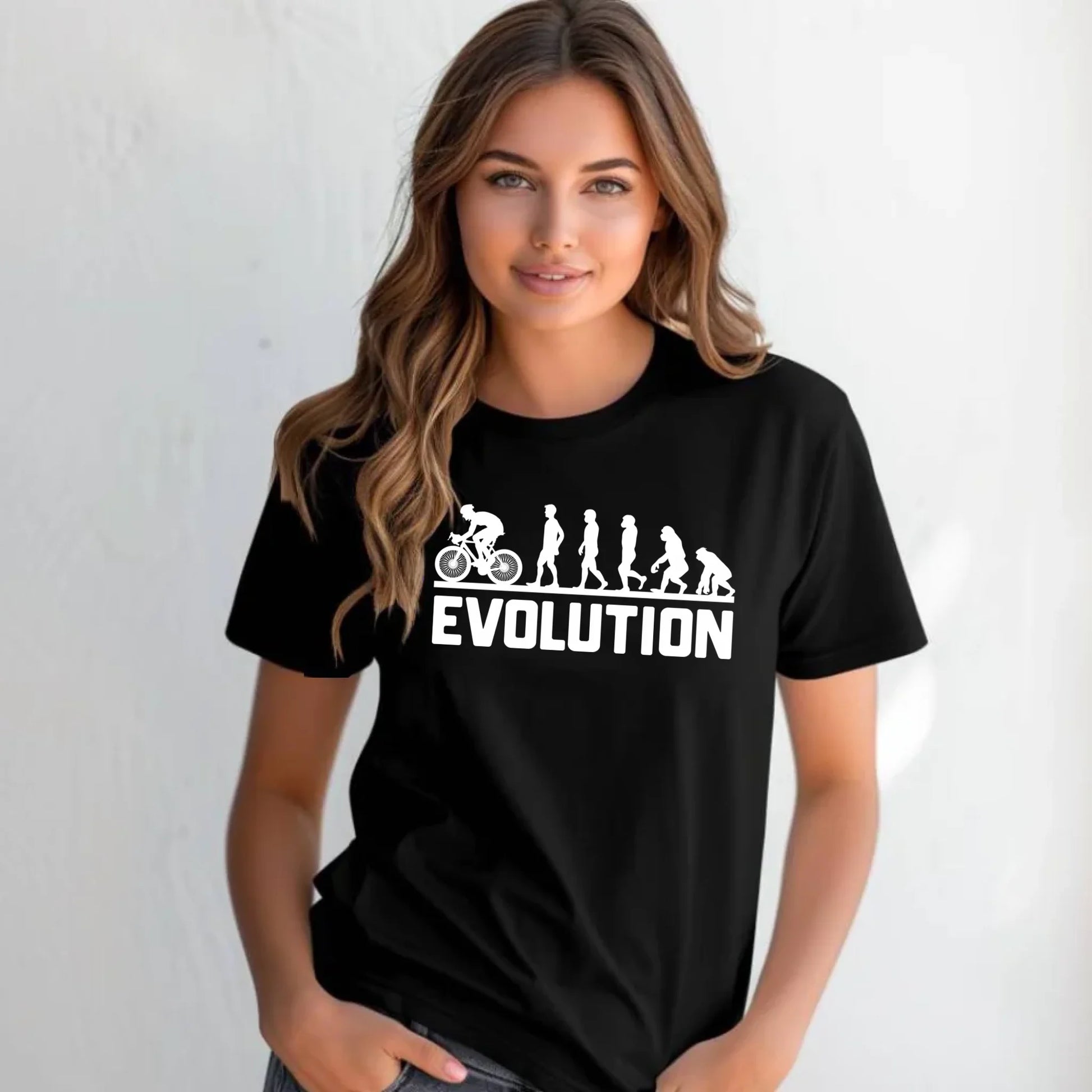 Koszulka damska z rowerem - Ewolucja rowerzysty HR04 - StoryCups.pl