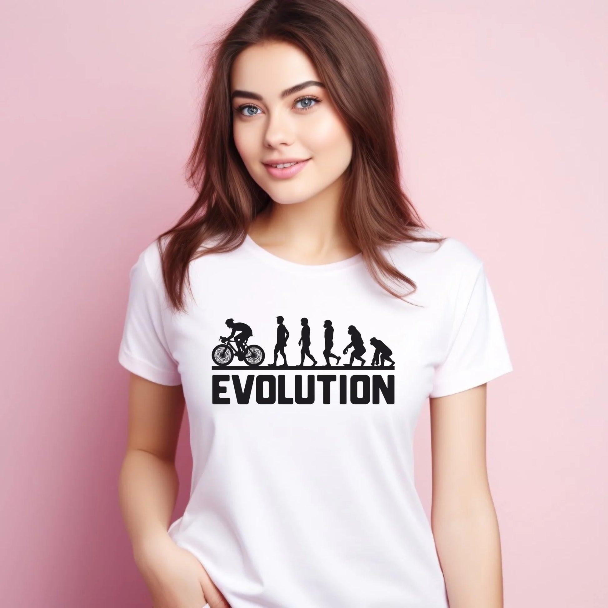Koszulka damska z rowerem - Ewolucja rowerzysty HR04 - StoryCups.pl