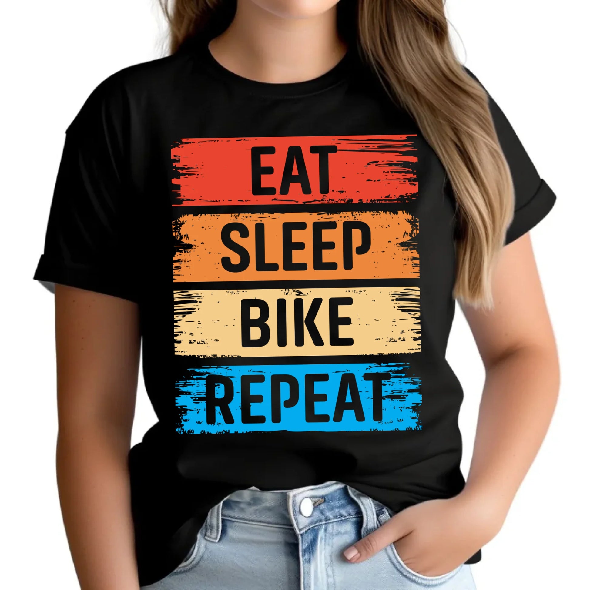 Koszulka damska na rower - Eat sleep bike repeat HR03 - StoryCups.pl
