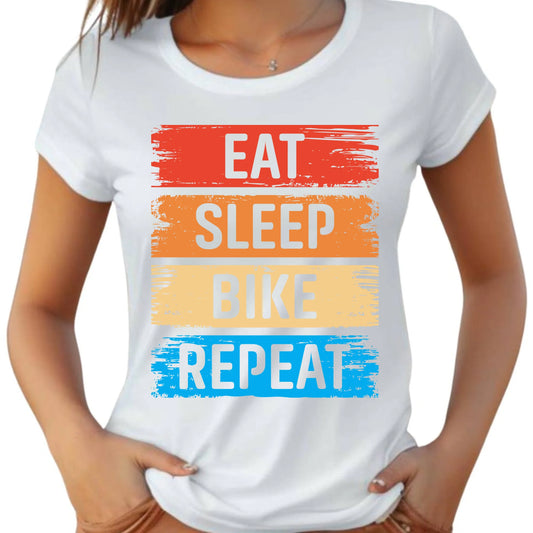 Koszulka damska na rower - Eat sleep bike repeat HR03 - StoryCups.pl
