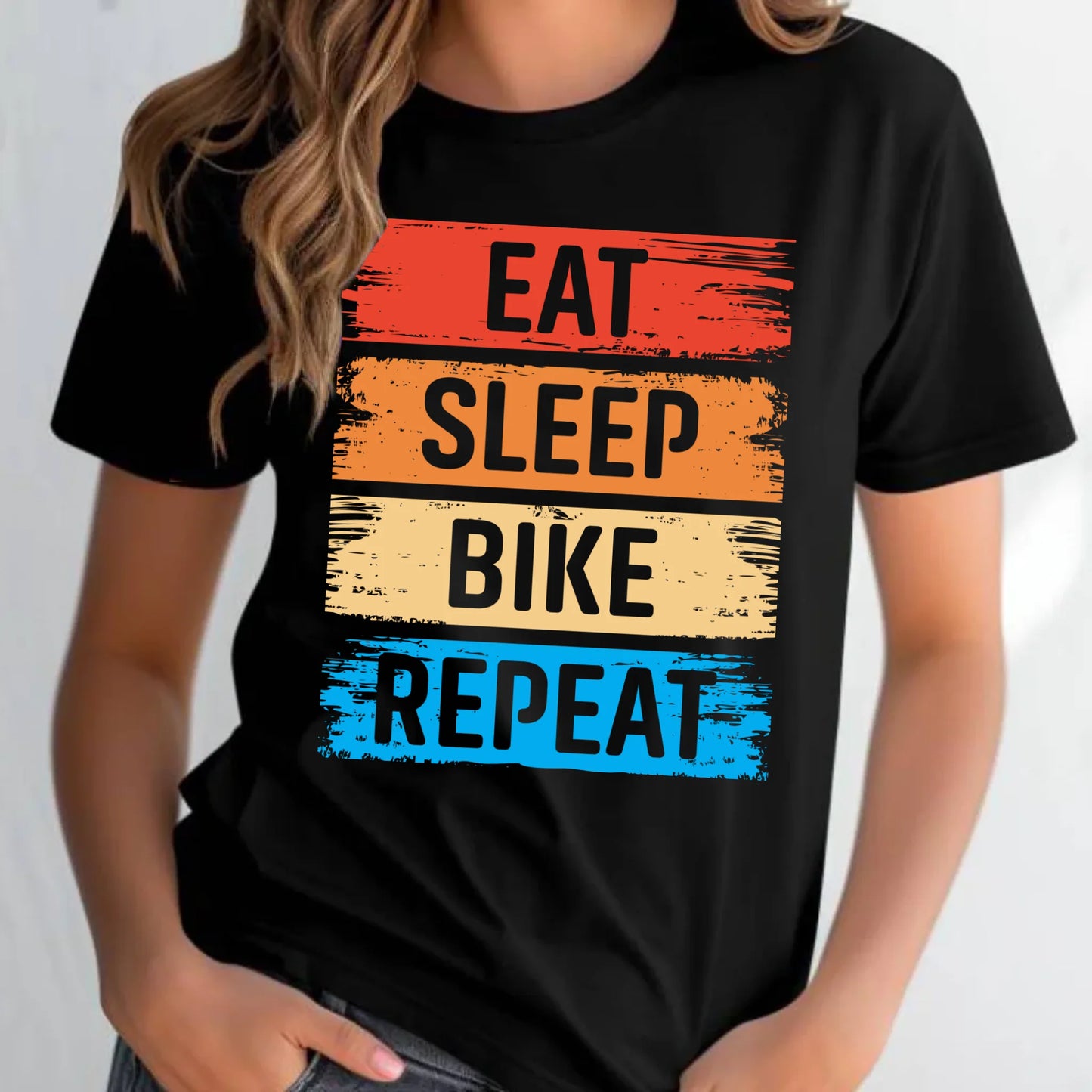 Koszulka damska na rower - Eat sleep bike repeat HR03 - StoryCups.pl