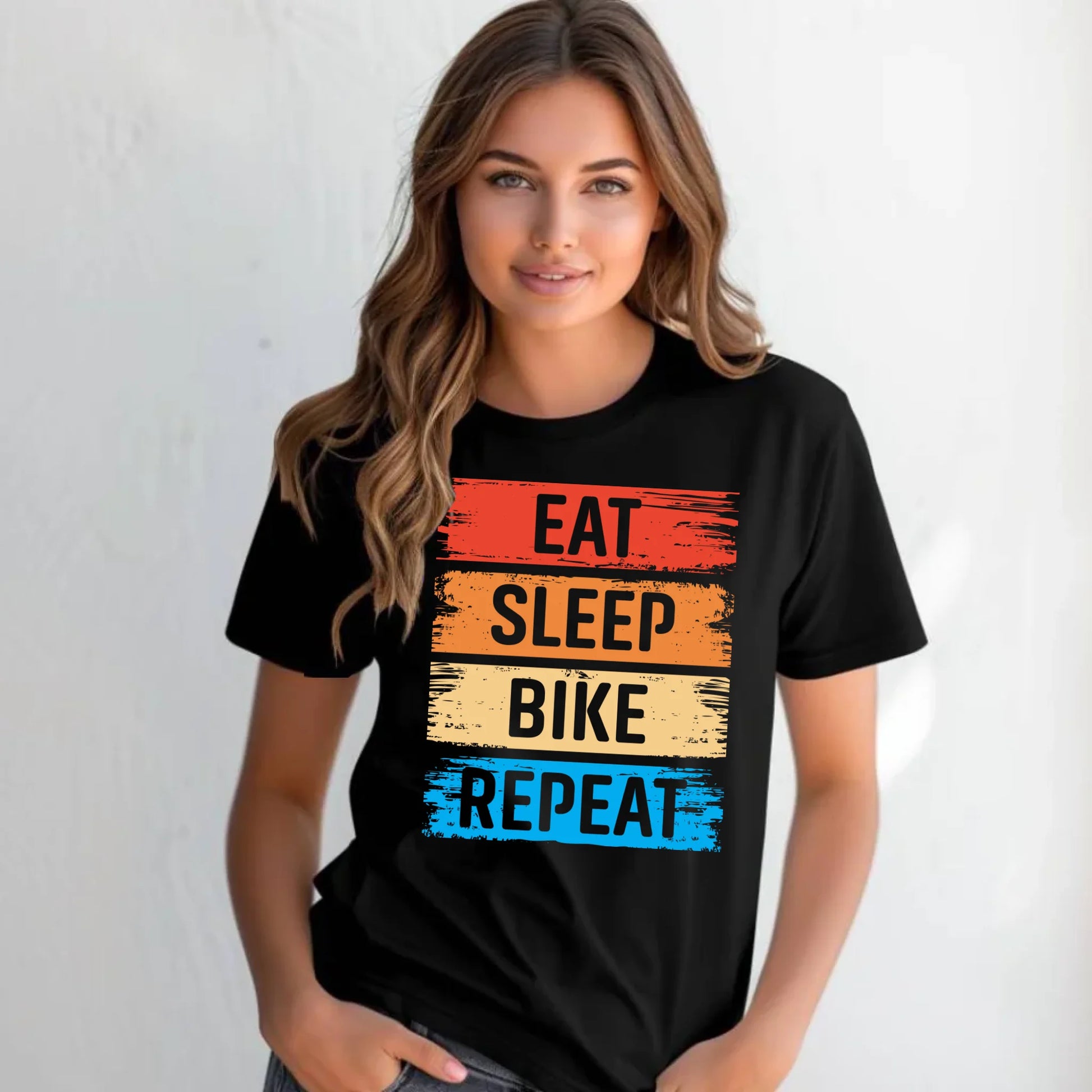 Koszulka damska na rower - Eat sleep bike repeat HR03 - StoryCups.pl
