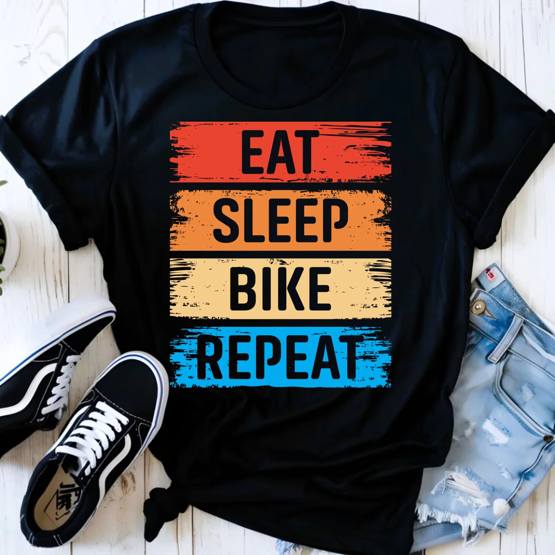 Koszulka damska na rower - Eat sleep bike repeat HR03 - StoryCups.pl
