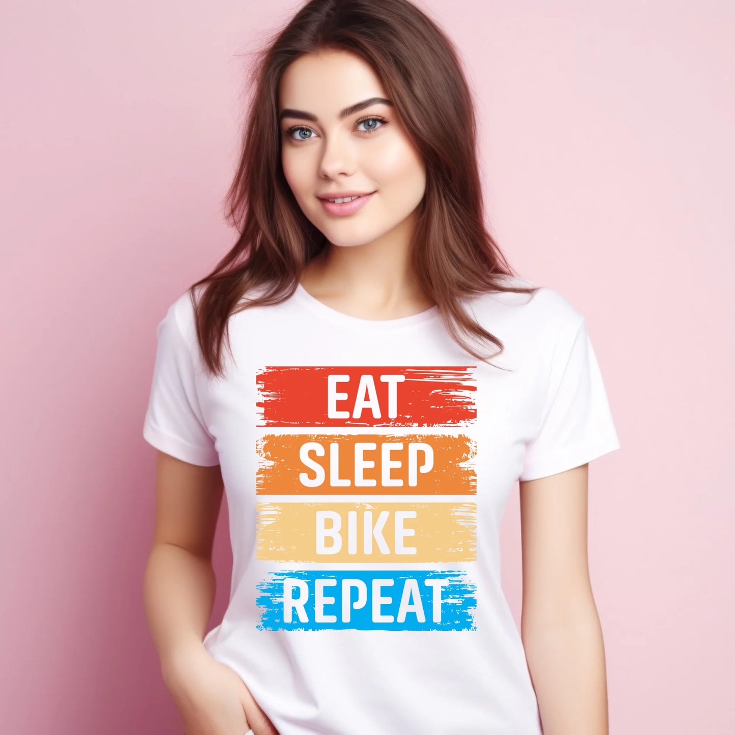 Koszulka damska na rower - Eat sleep bike repeat HR03 - StoryCups.pl