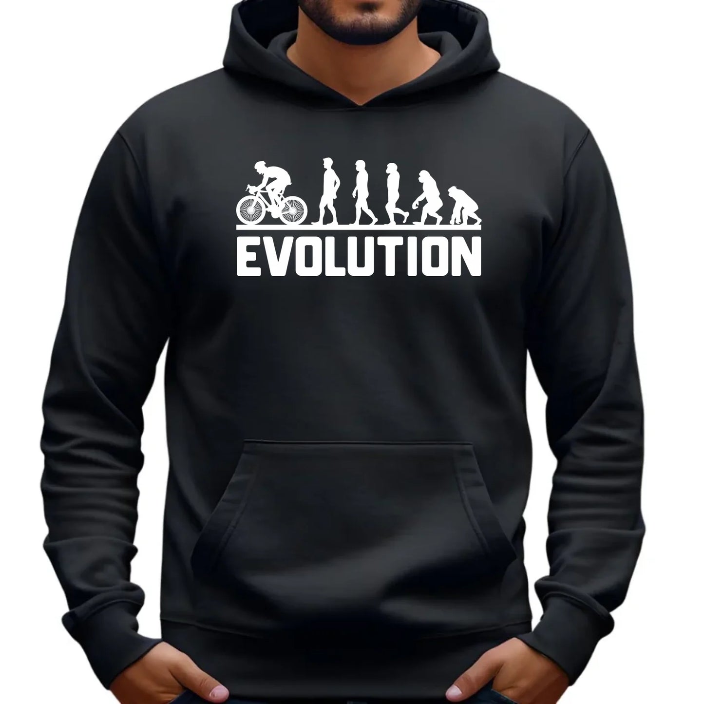 Bluza męska z kapturem na rower - Ewolucja rowerzysty HR04 - StoryCups.pl