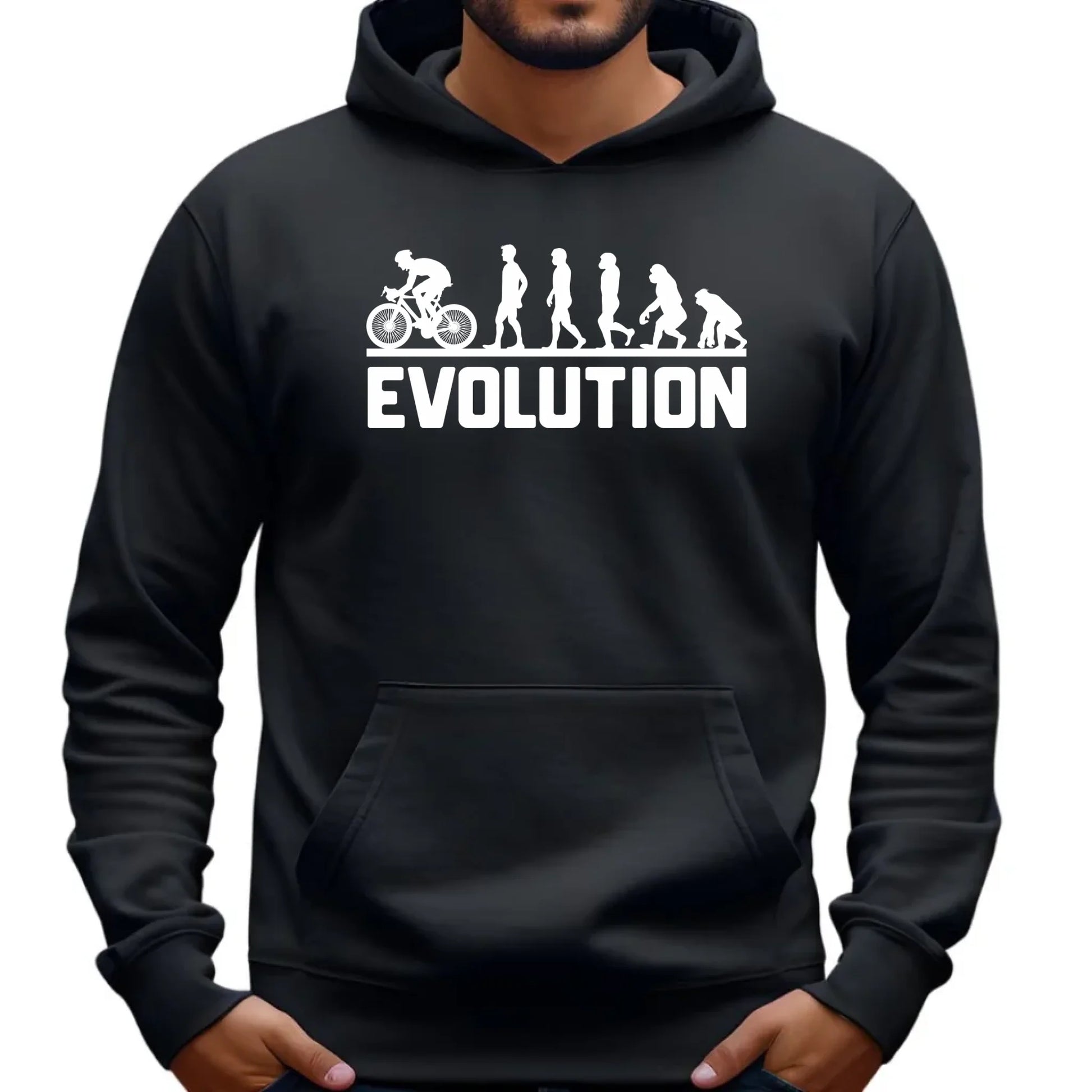 Bluza męska z kapturem na rower - Ewolucja rowerzysty HR04 - StoryCups.pl