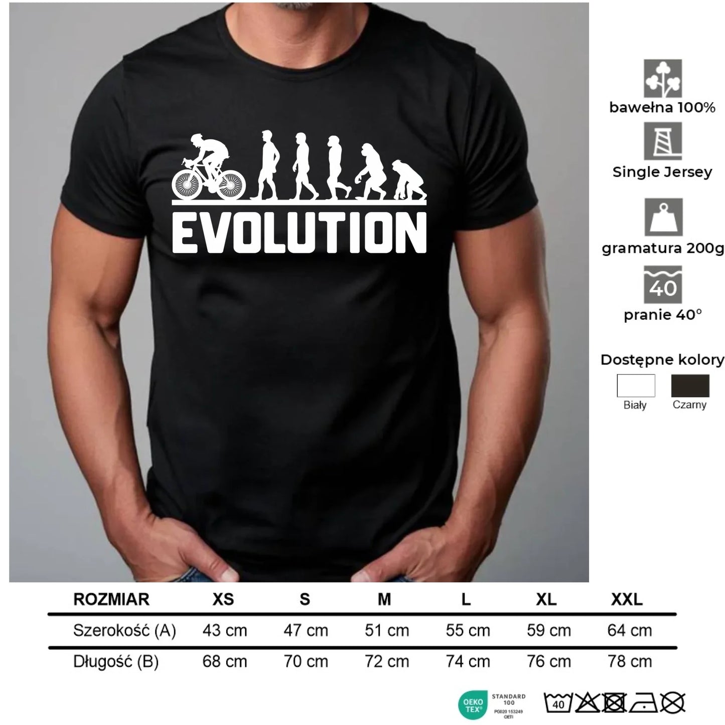 Koszulka męska z rowerem z rowerem - Ewolucja rowerzysty HR04 - StoryCups.pl