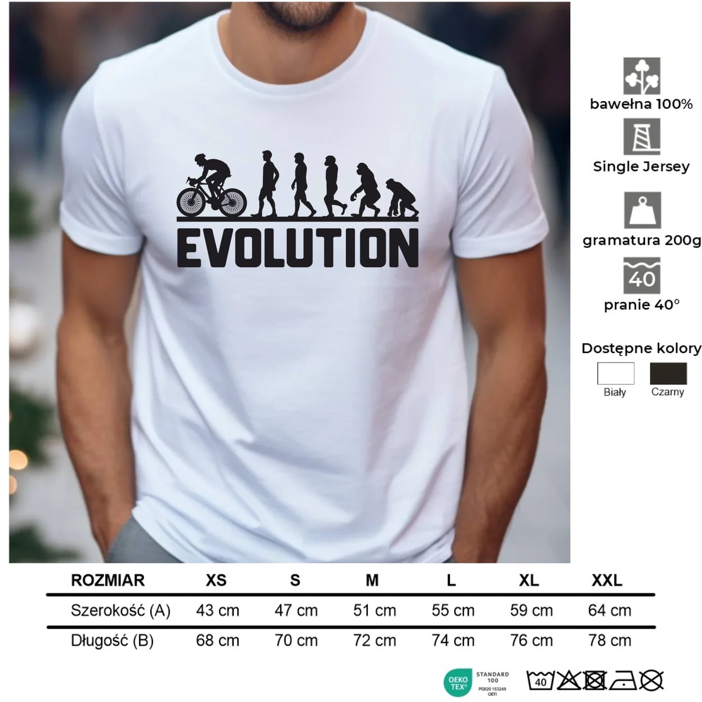 Koszulka męska z rowerem z rowerem - Ewolucja rowerzysty HR04 - StoryCups.pl