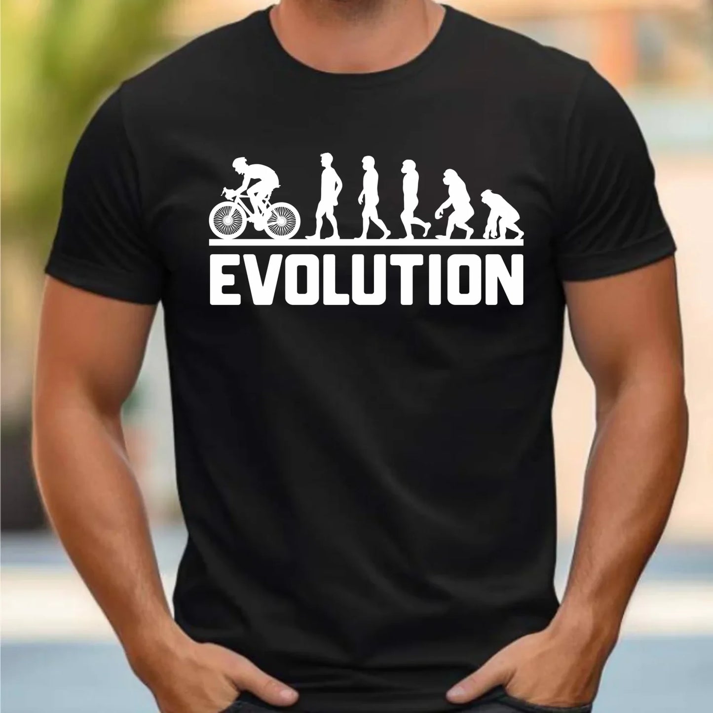 Koszulka męska z rowerem z rowerem - Ewolucja rowerzysty HR04 - StoryCups.pl
