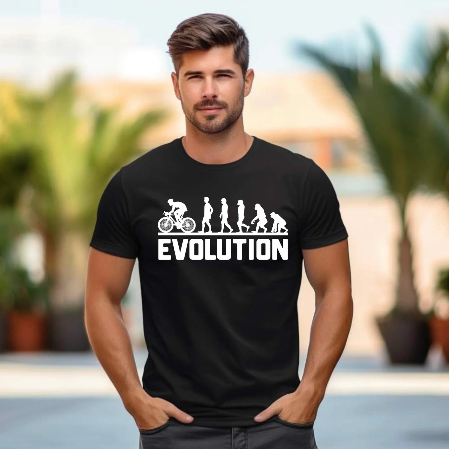 Koszulka męska z rowerem z rowerem - Ewolucja rowerzysty HR04 - StoryCups.pl