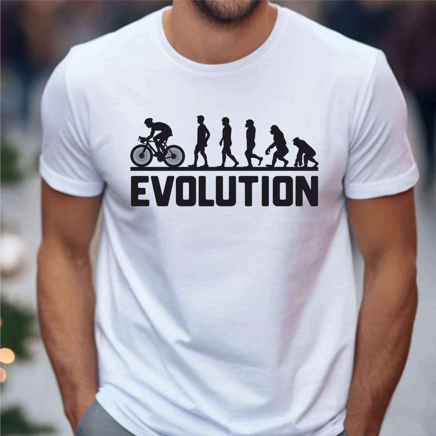 Koszulka męska z rowerem z rowerem - Ewolucja rowerzysty HR04 - StoryCups.pl