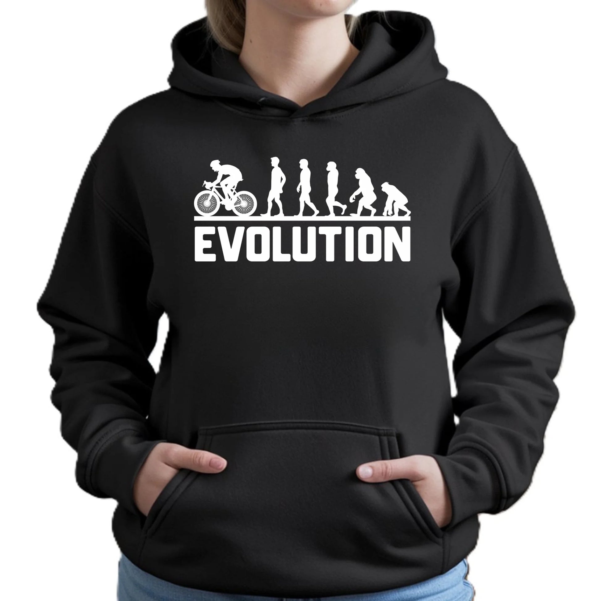 Bluza damska z kapturem na rower - Ewolucja rowerzysty HR04 - StoryCups.pl