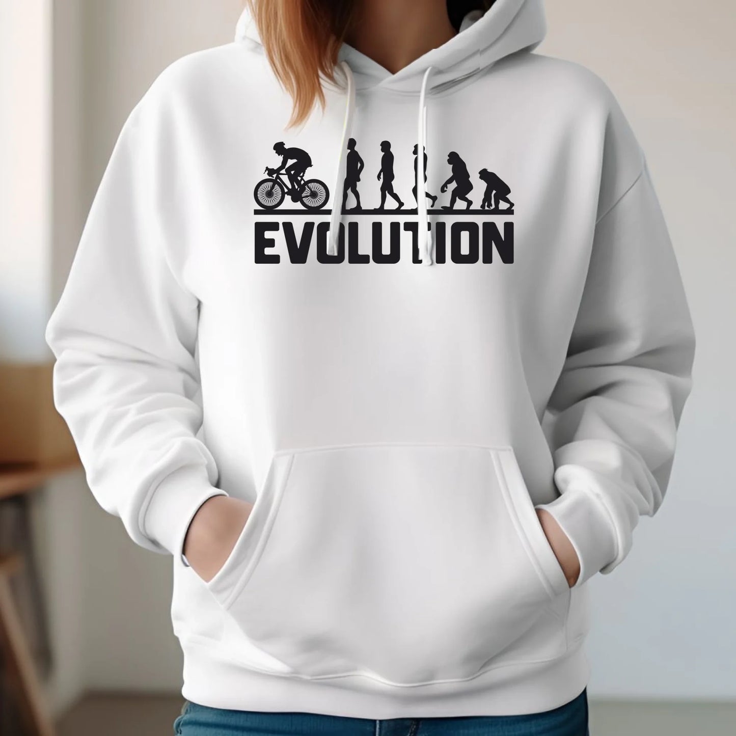 Bluza damska z kapturem na rower - Ewolucja rowerzysty HR04 - StoryCups.pl