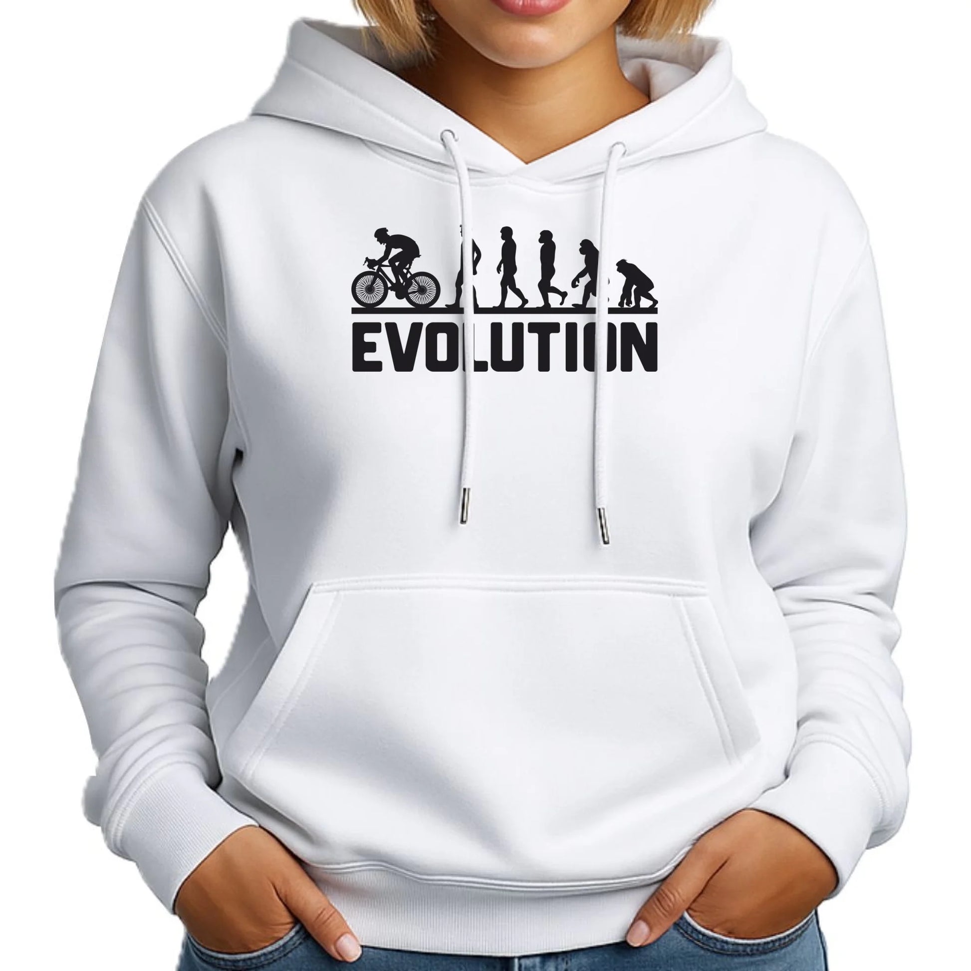 Bluza damska z kapturem na rower - Ewolucja rowerzysty HR04 - StoryCups.pl